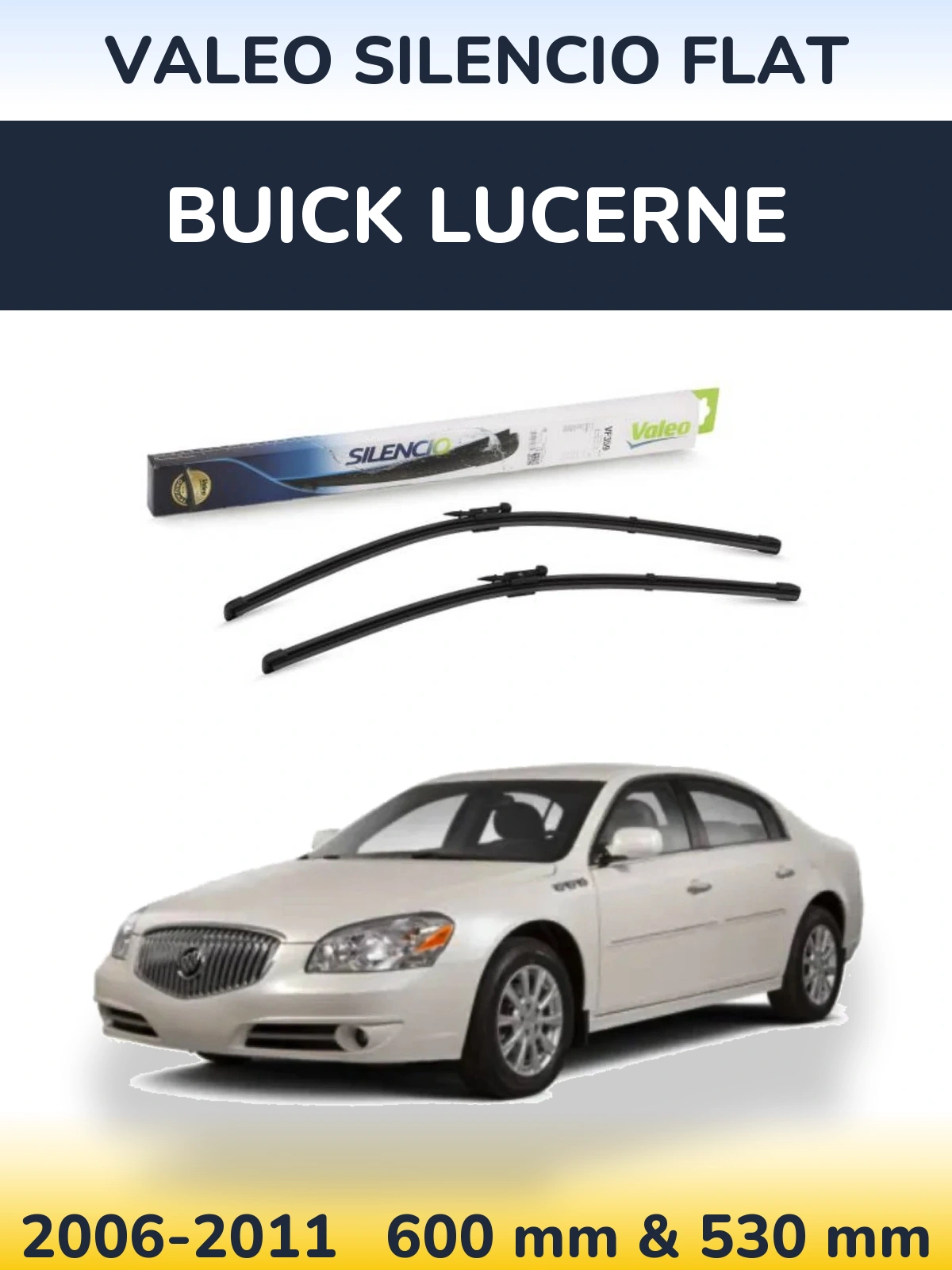 Sada předních stěračů Valeo Silencio Flat 600 a 550 mm pro Buick Lucerne 2006-2011