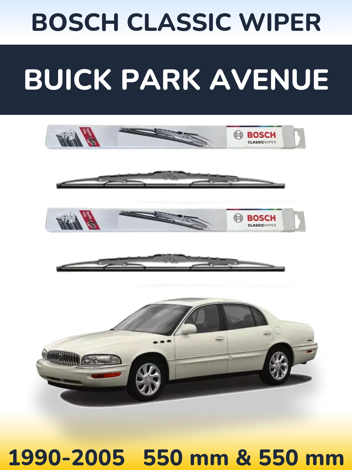 Sada předních stěračů BOSCH Classic Wiper 550 a 550 mm pro Buick Park Avenue 1990-2005