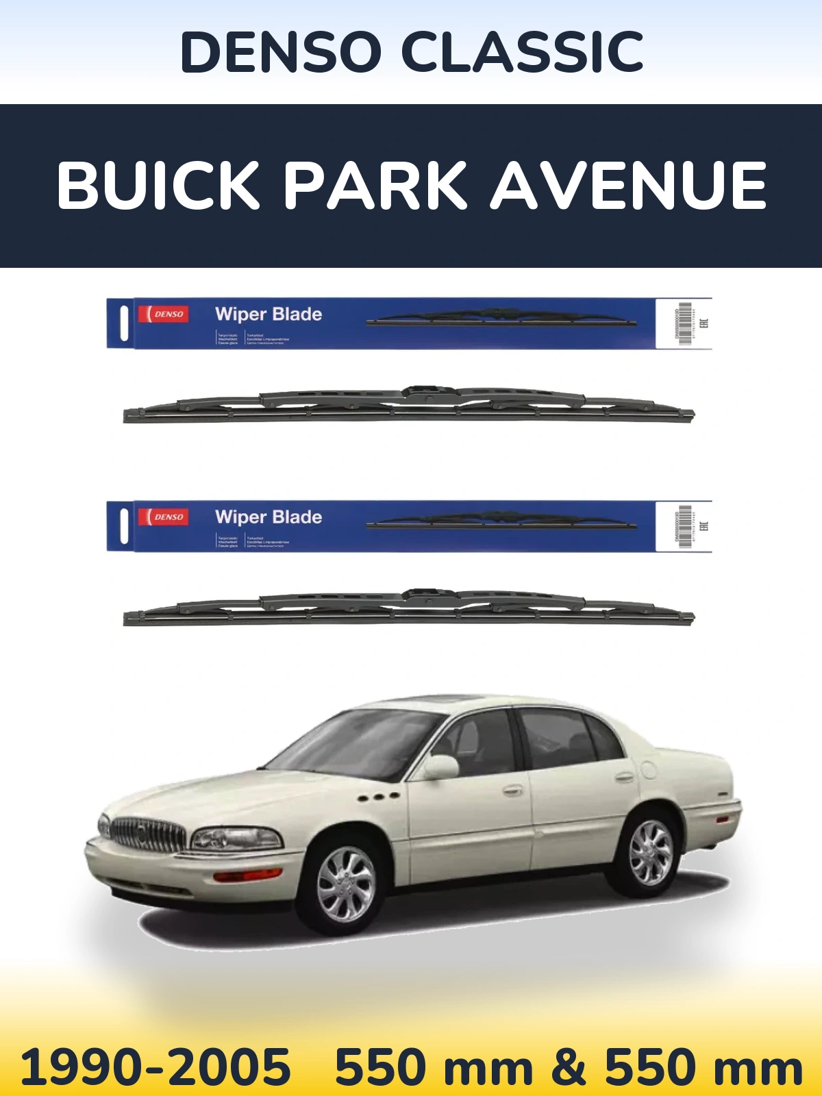 Sada předních stěračů Denso Classic 550 a 550 mm pro Buick Park Avenue 1990-2005