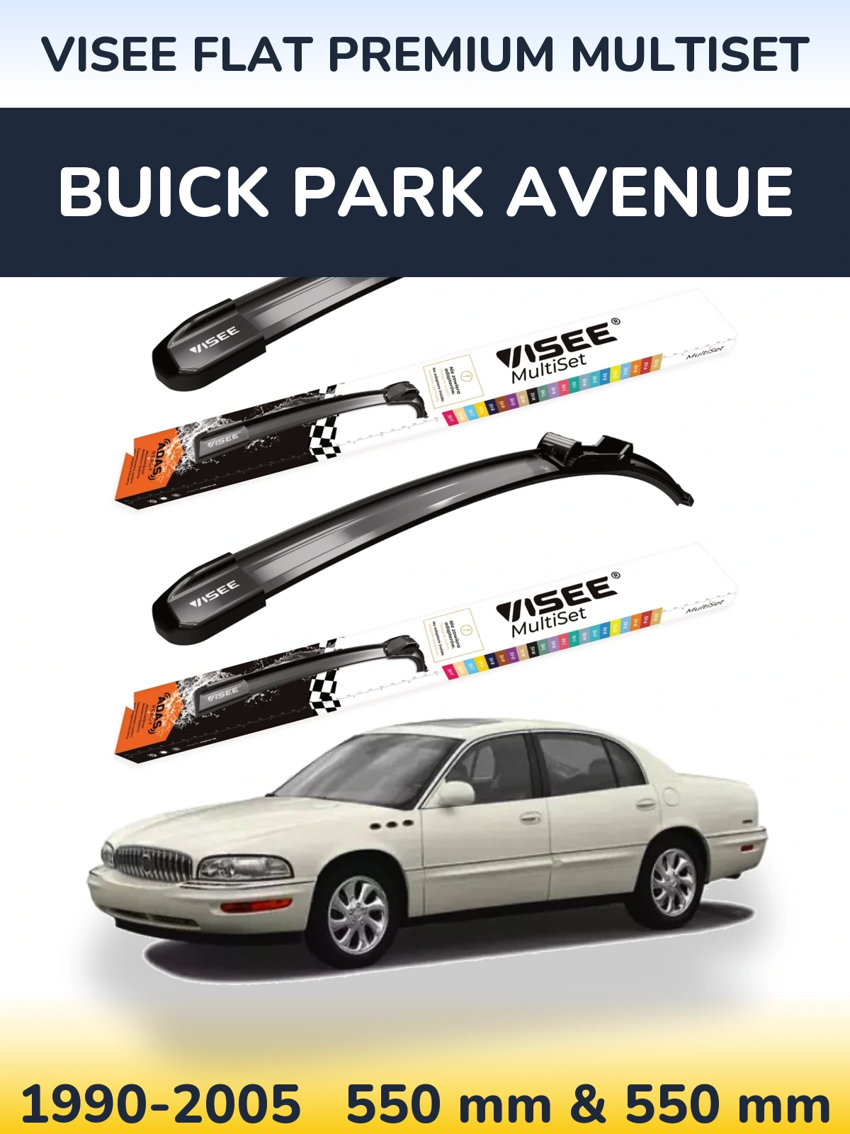 Sada předních stěračů VISEE FLAT PREMIUM MultiSet 550 a 550 mm pro Buick Park Avenue 1990-2005