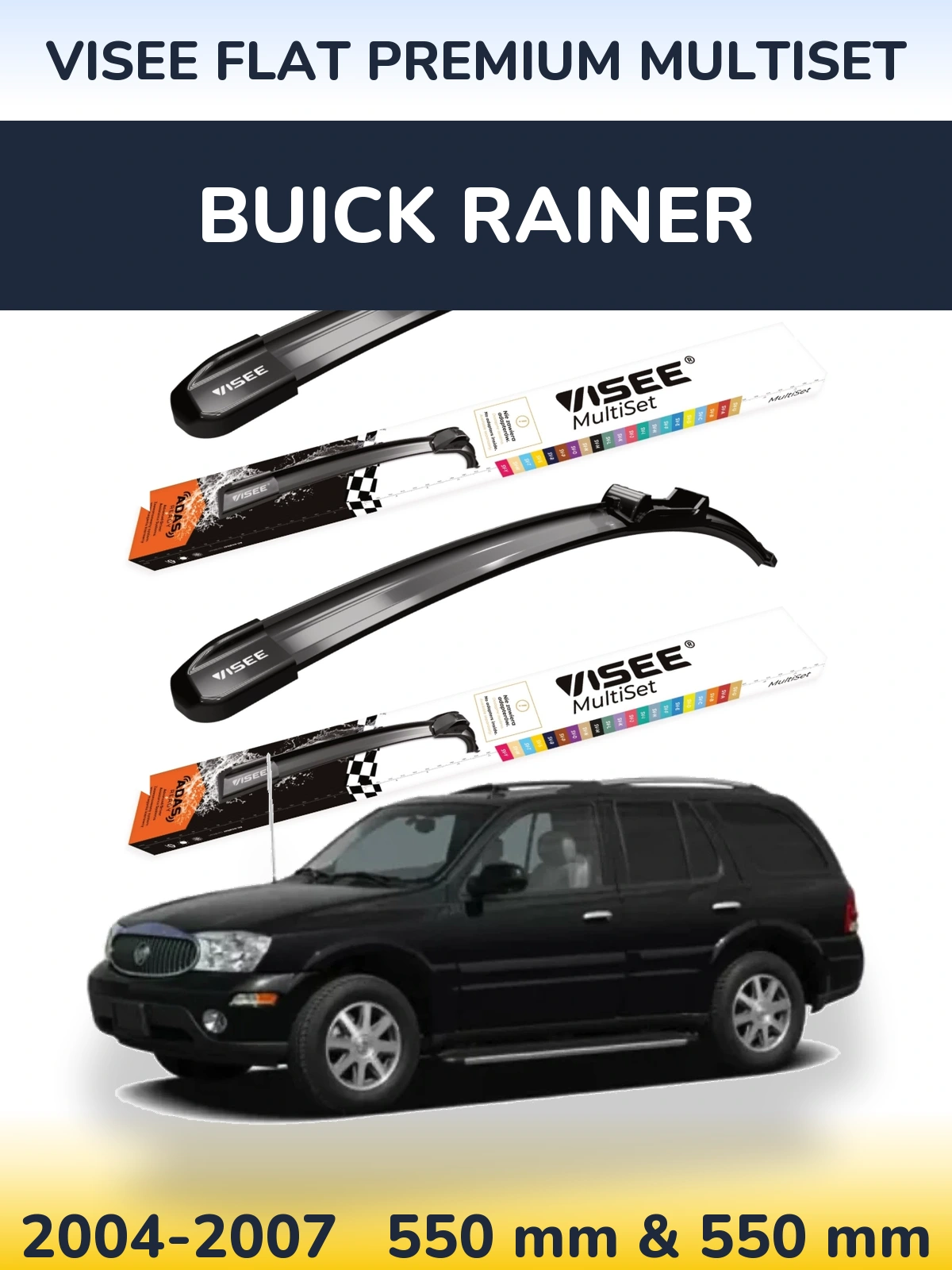 Sada předních stěračů VISEE FLAT PREMIUM MultiSet 550 a 550 mm pro Buick Rainer 2004-2007