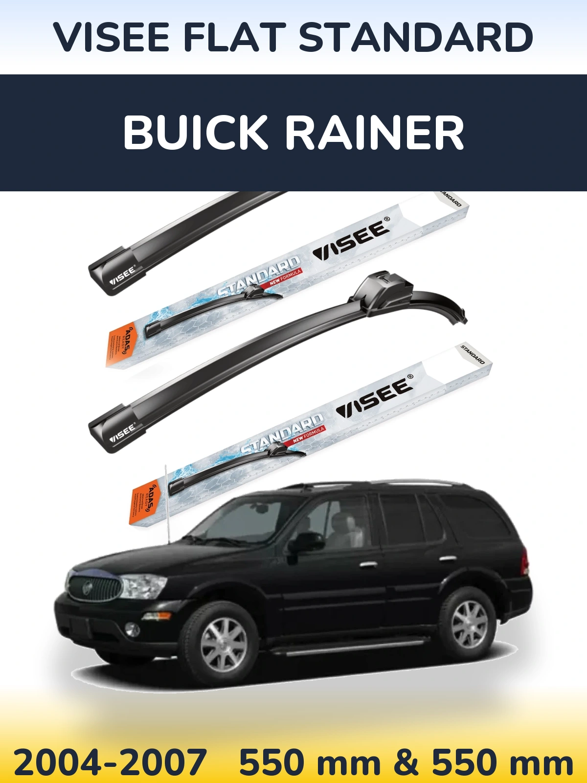 Sada předních stěračů VISEE FLAT STANDARD 550 a 550 mm pro Buick Rainer 2004-2007