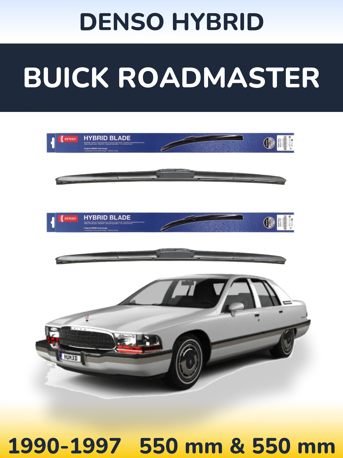Sada předních stěračů Denso Hybrid 550 a 550 mm pro Buick Roadmaster 1990-1997