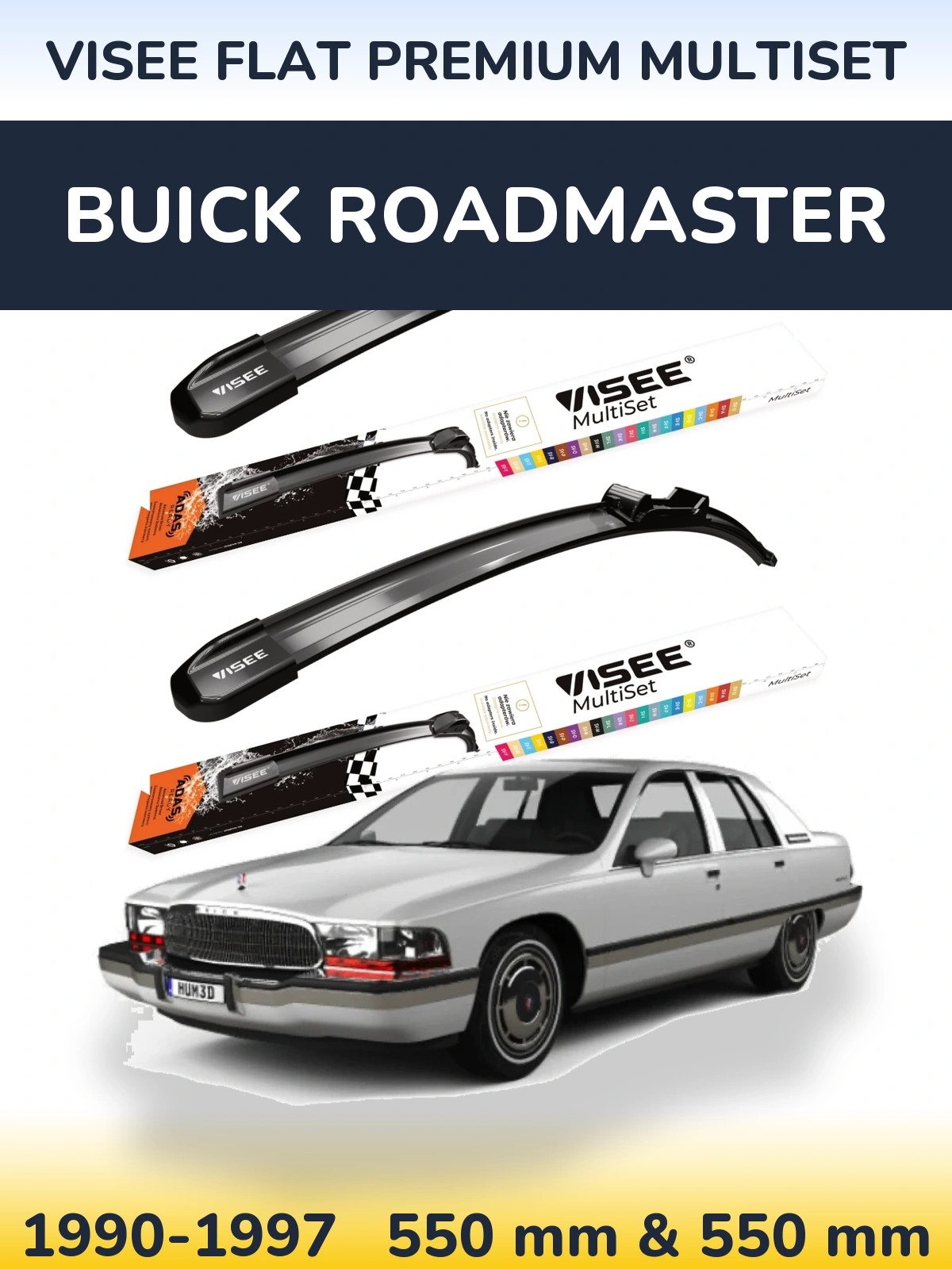 Sada předních stěračů VISEE FLAT PREMIUM MultiSet 550 a 550 mm pro Buick Roadmaster 1990-1997