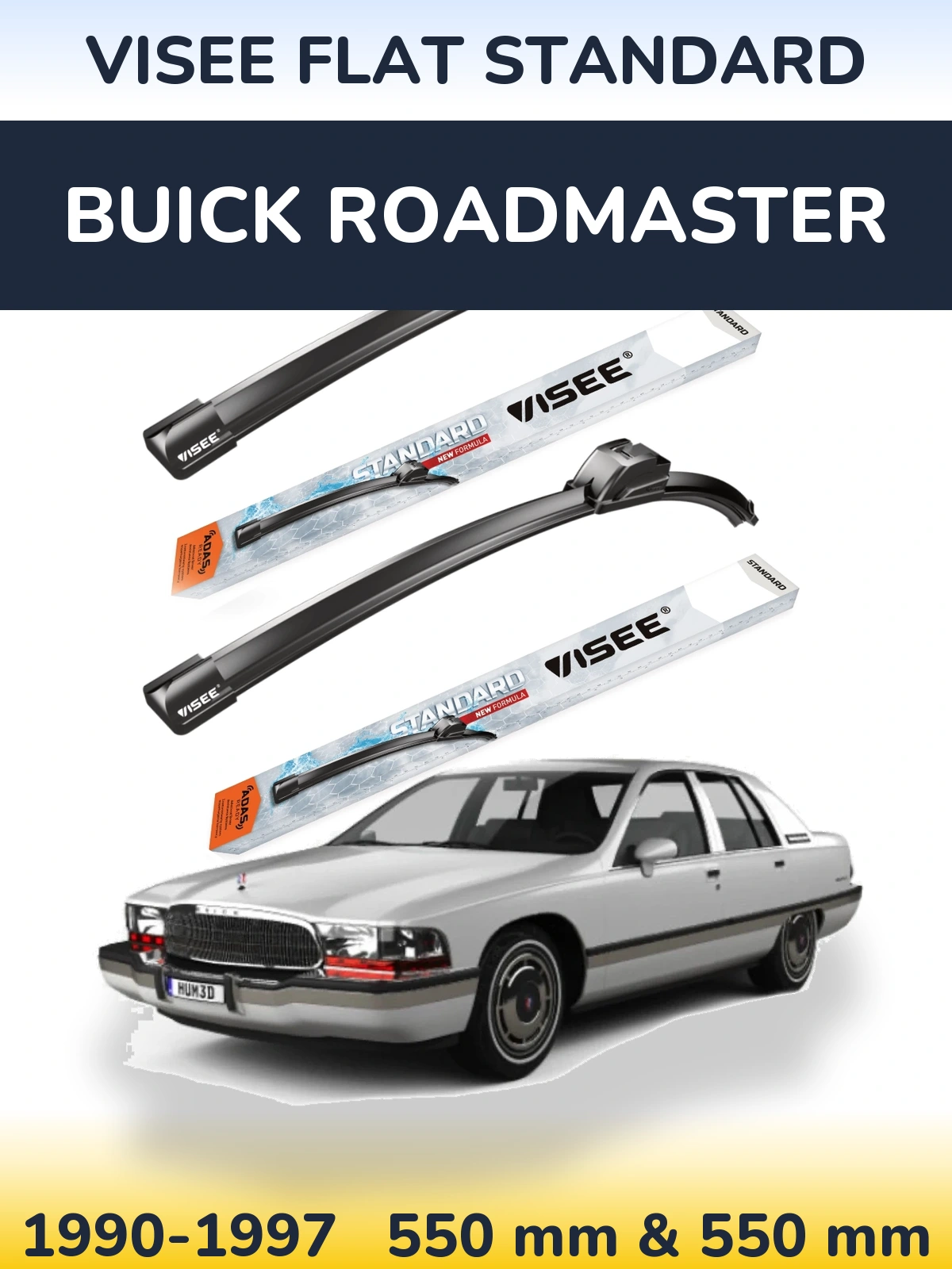 Sada předních stěračů VISEE FLAT STANDARD 550 a 550 mm pro Buick Roadmaster 1990-1997
