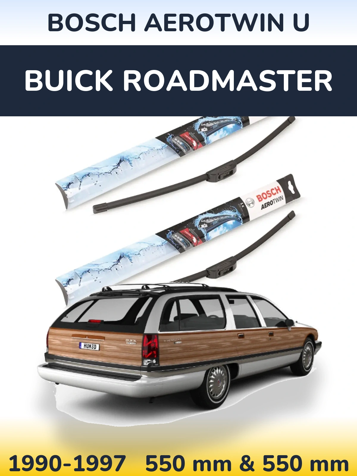 Комплект передніх щіток BOSCH AeroTwin U 550 & 550 мм для Buick Roadmaster 1990-1997