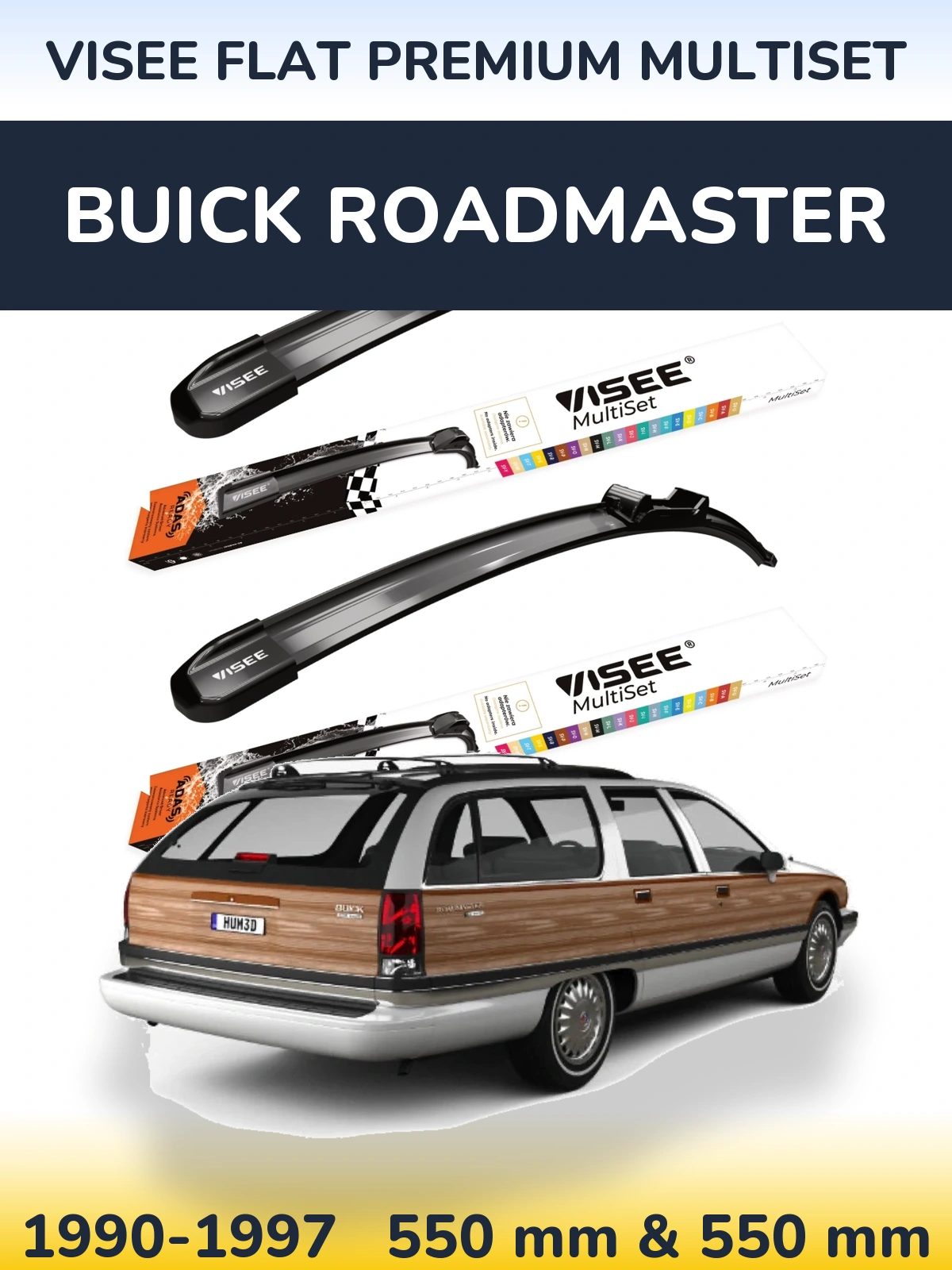 Sada předních stěračů VISEE FLAT PREMIUM MultiSet 550 a 550 mm pro Buick Roadmaster 1990-1997