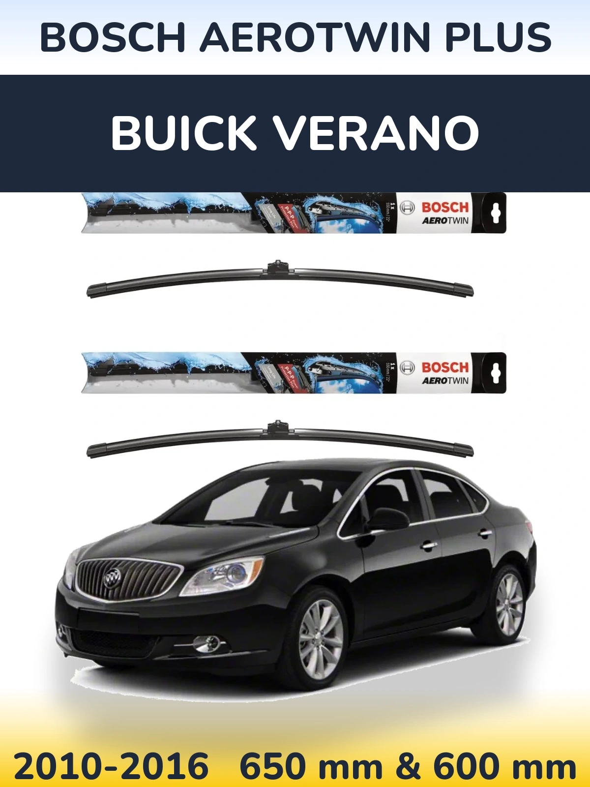Sada předních stěračů BOSCH AeroTwin Plus 650 a 600 mm pro Buick Verano 2010-2016