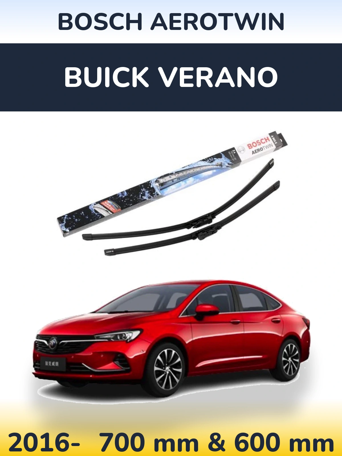 Sada předních stěračů BOSCH AeroTwin 700 a 600 mm pro Buick Verano 2016-2026