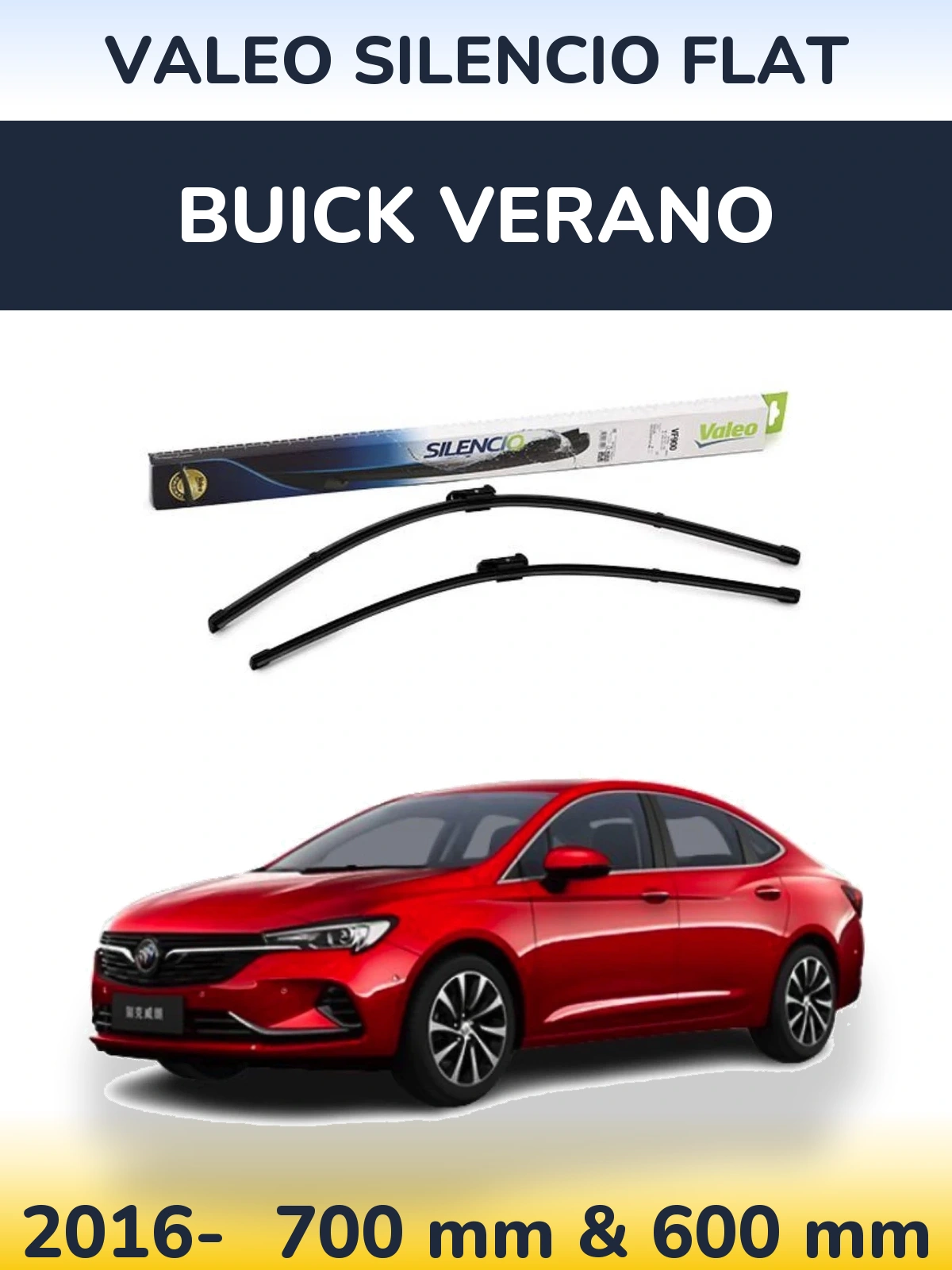 Sada předních stěračů Valeo Silencio Flat 700 a 600 mm pro Buick Verano 2016-2026