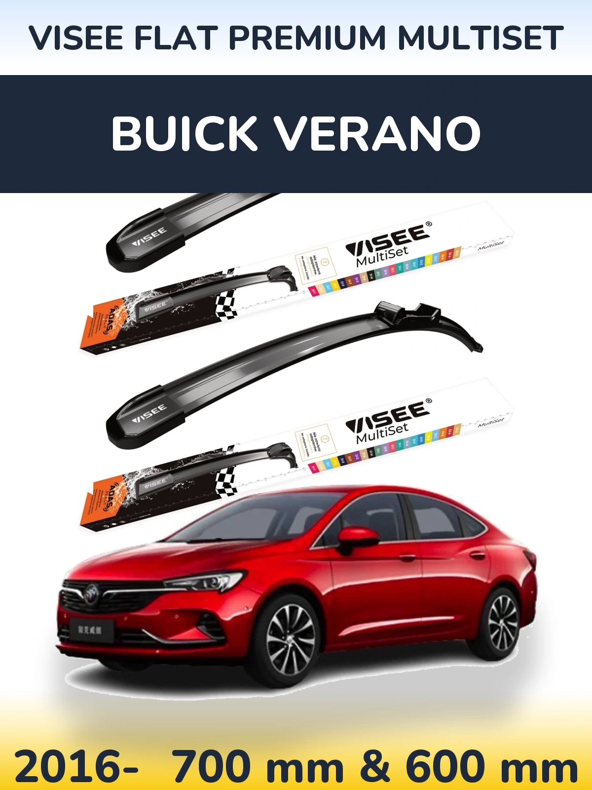 Sada předních stěračů VISEE FLAT PREMIUM MultiSet 700 a 600 mm pro Buick Verano 2016-2026
