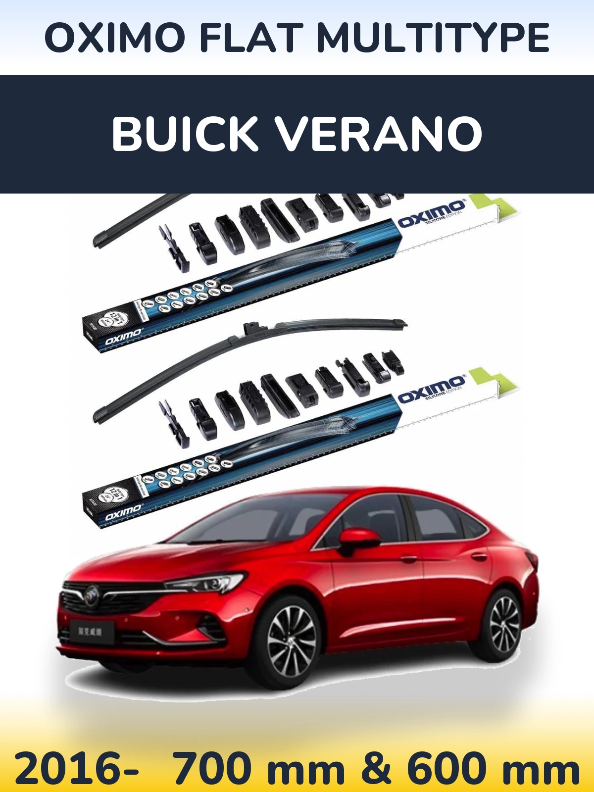Sada předních stěračů Oximo Flat MultiType 700 a 600 mm pro Buick Verano 2016-2026