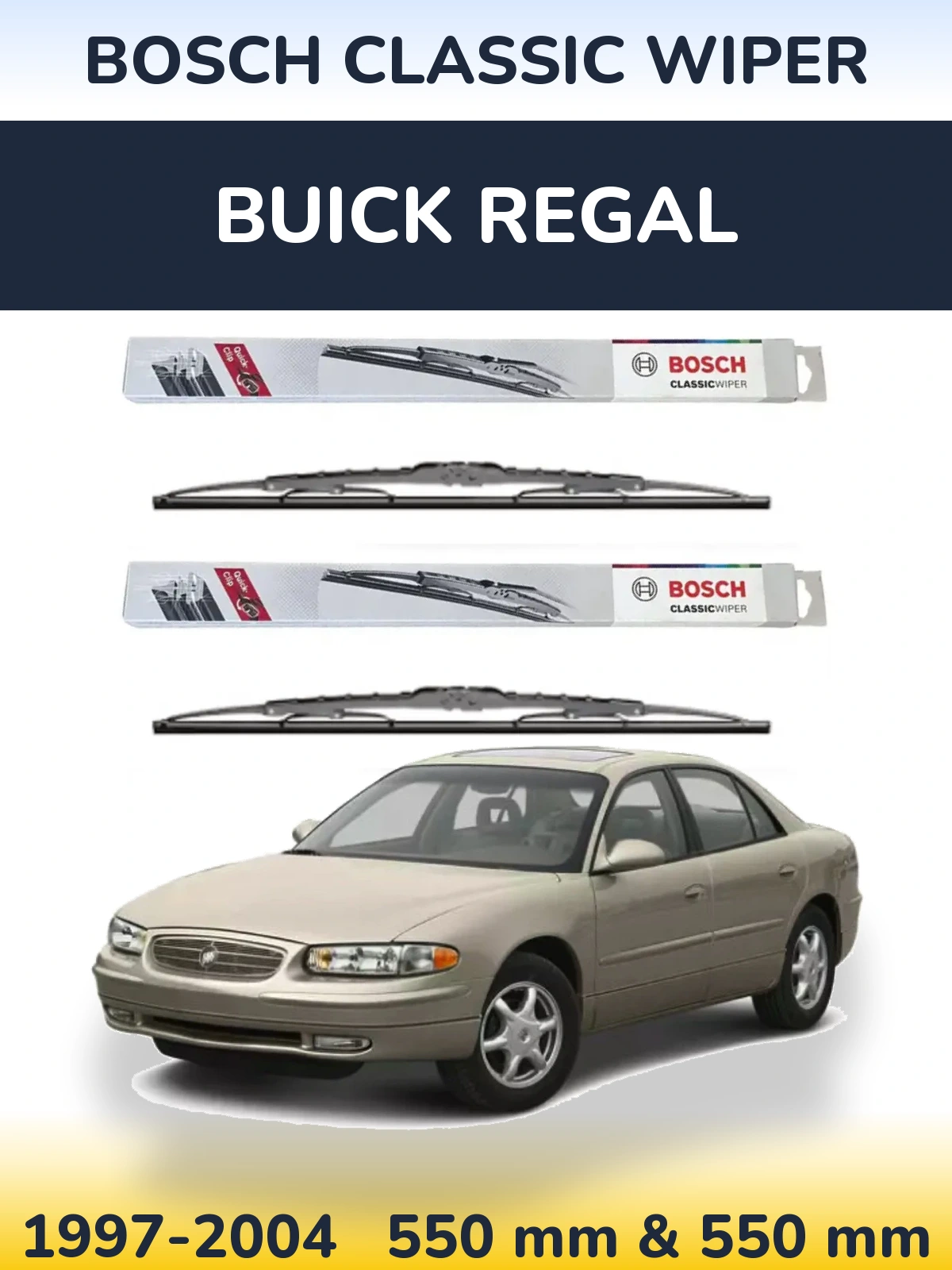 Sada předních stěračů BOSCH Classic Wiper 550 a 550 mm pro Buick Regal 1997-2004