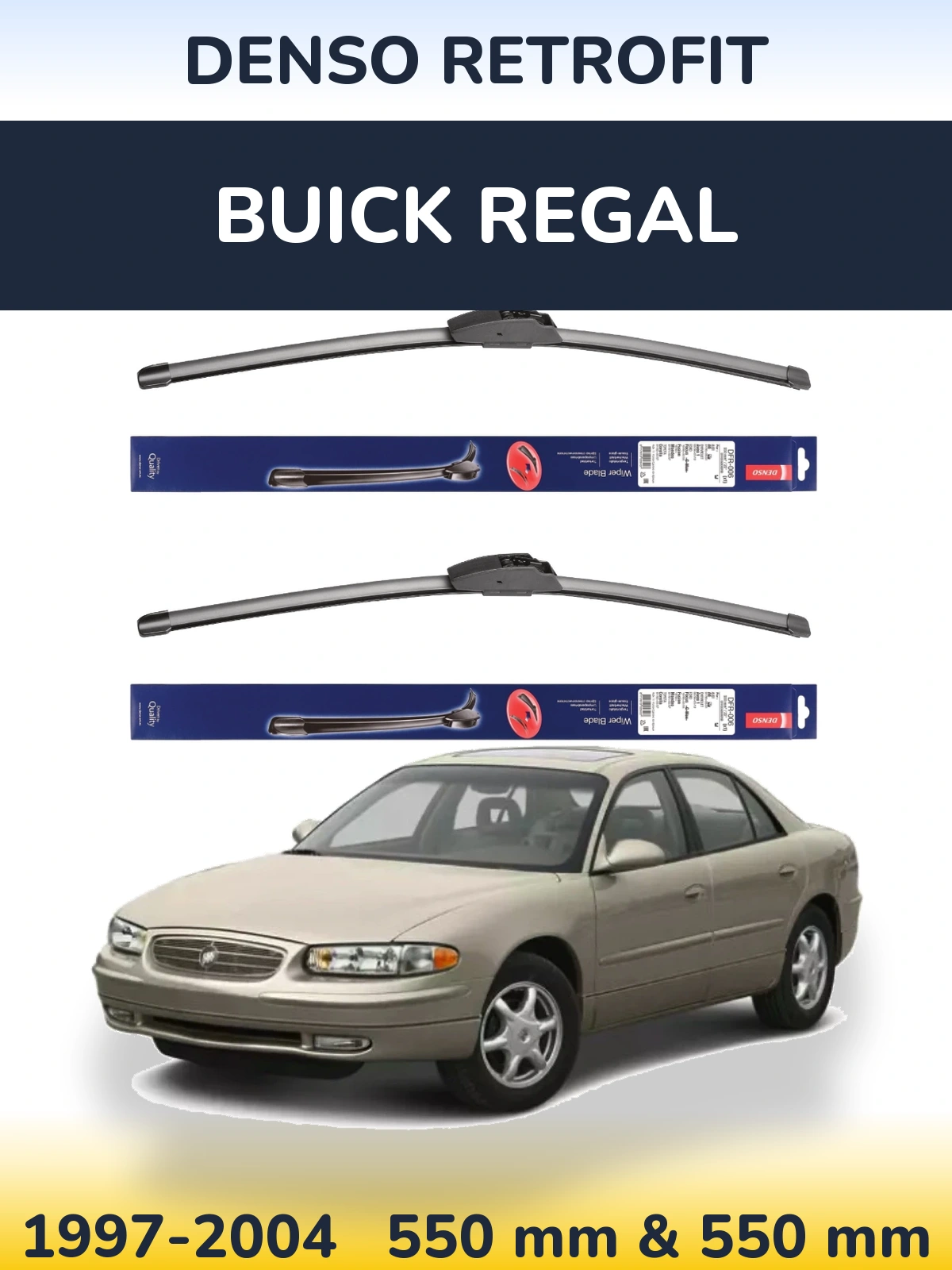 Sada předních stěračů Denso Retrofit 550 a 550 mm pro Buick Regal 1997-2004