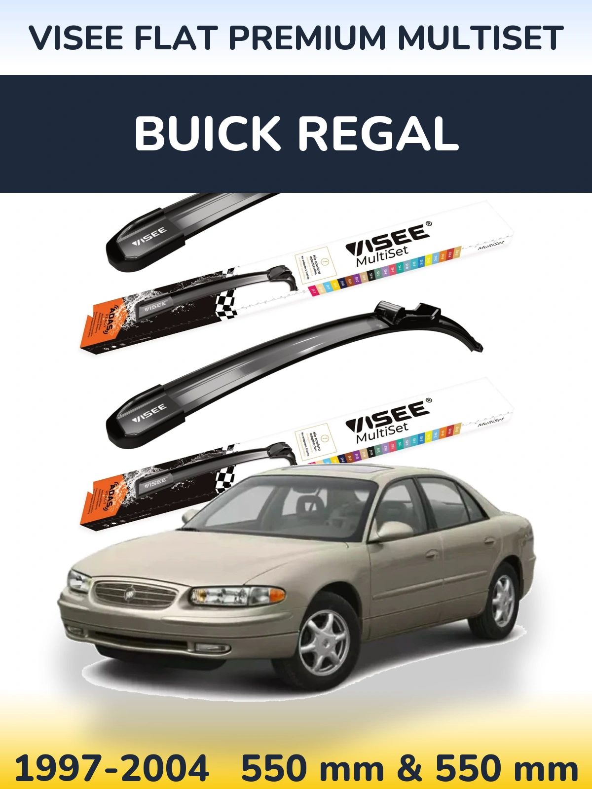 Sada předních stěračů VISEE FLAT PREMIUM MultiSet 550 a 550 mm pro Buick Regal 1997-2004