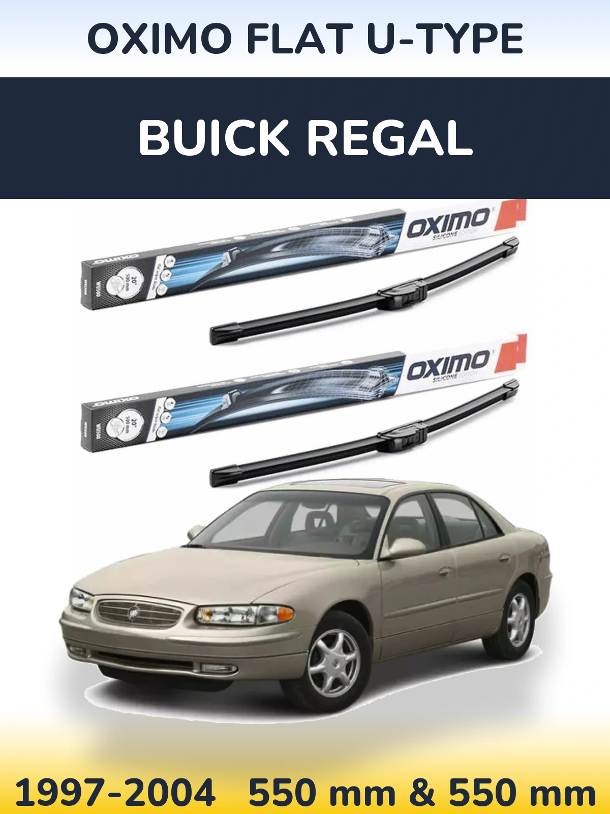 Sada předních stěračů Oximo Flat U-type 550 a 550 mm pro Buick Regal 1997-2004