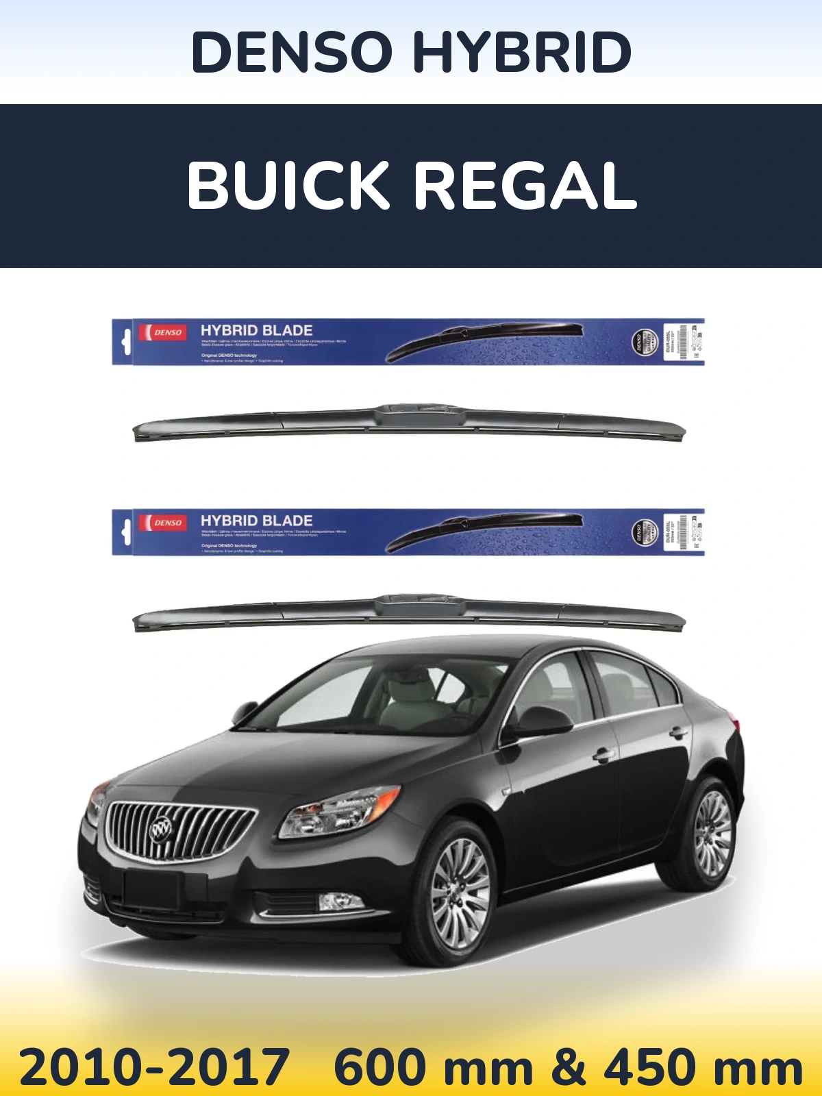 Sada předních stěračů Denso Hybrid 600 a 450 mm pro Buick Regal 2010-2017