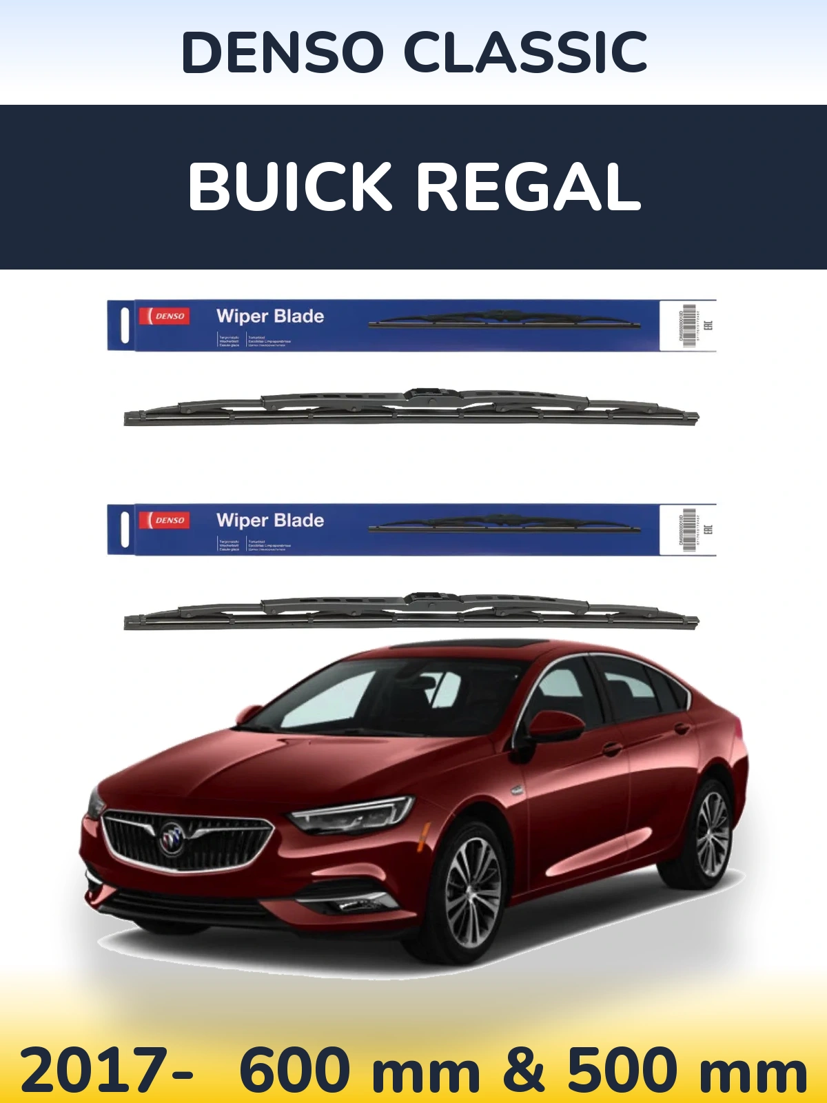 Sada předních stěračů Denso Classic 600 a 500 mm pro Buick Regal 2017-2026