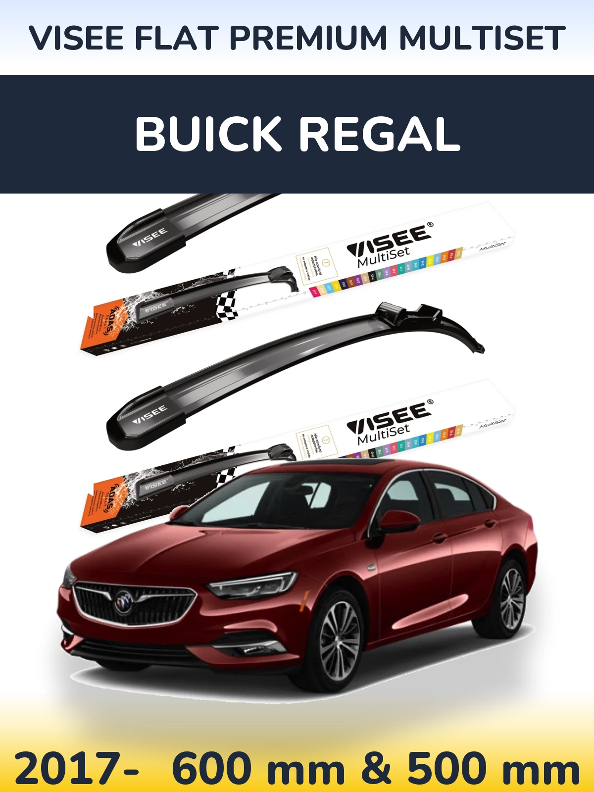 Sada předních stěračů VISEE FLAT PREMIUM MultiSet 600 a 500 mm pro Buick Regal 2017-2026