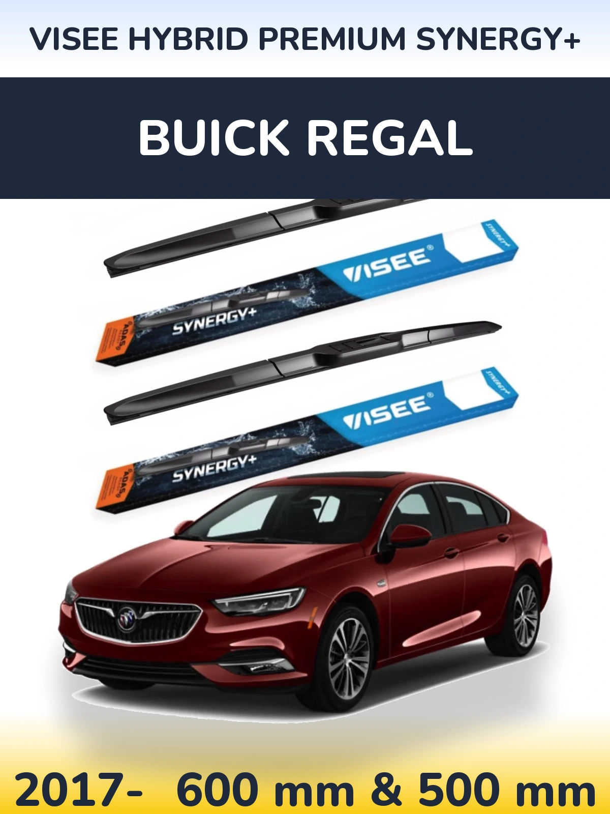 Sada předních stěračů VISEE HYBRID PREMIUM SYNERGY+ 600 a 500 mm pro Buick Regal 2017-2026
