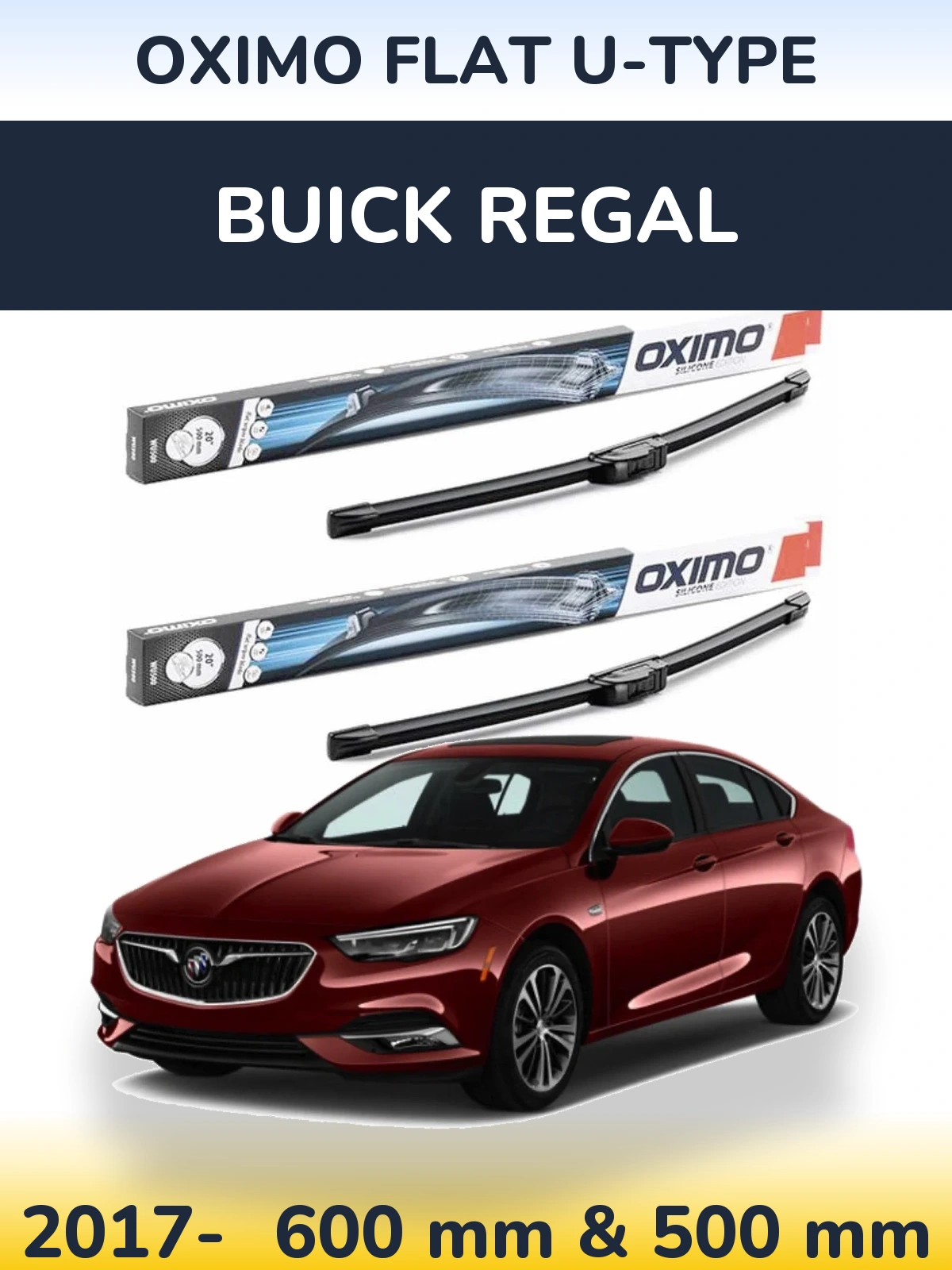 Sada předních stěračů Oximo Flat U-type 600 a 500 mm pro Buick Regal 2017-2026