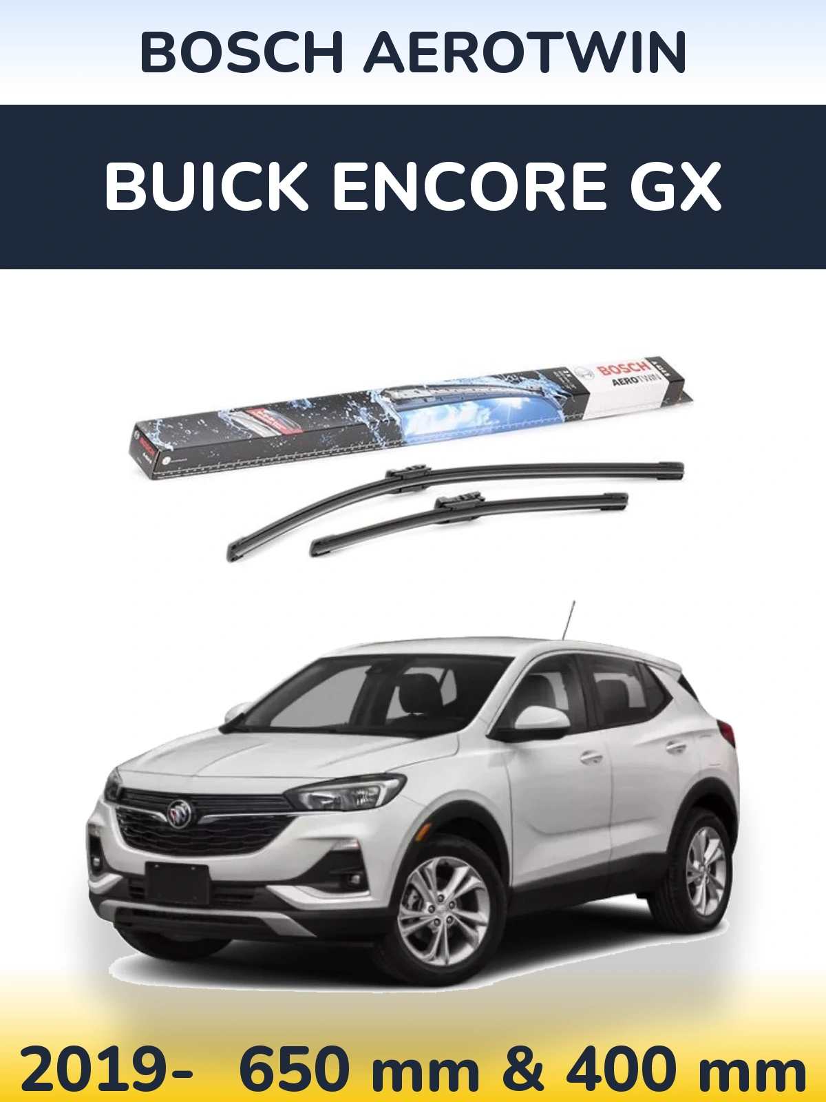 Sada předních stěračů BOSCH AeroTwin 650 a 400 mm pro Buick Encore GX 2019-2026