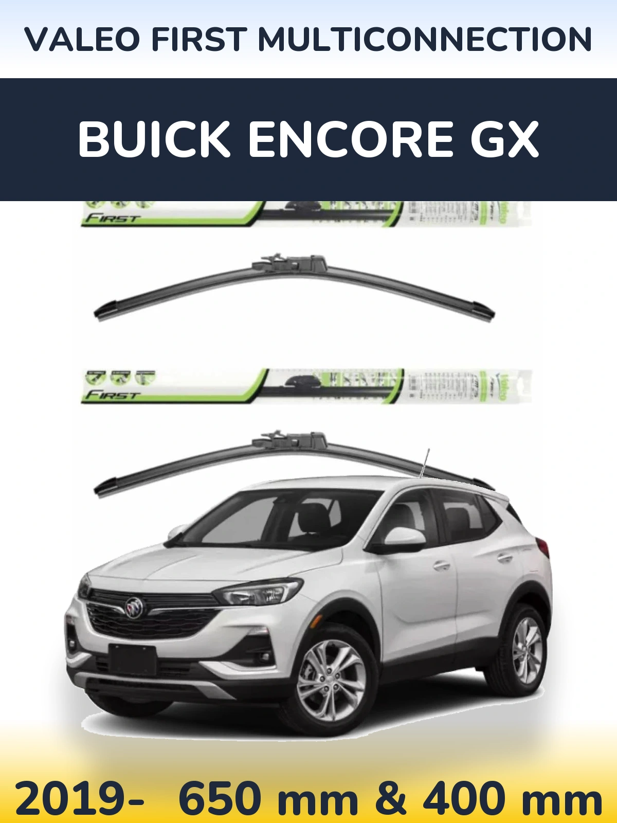 Sada předních stěračů Valeo First MultiConnection 650 a 400 mm pro Buick Encore GX 2019-2026