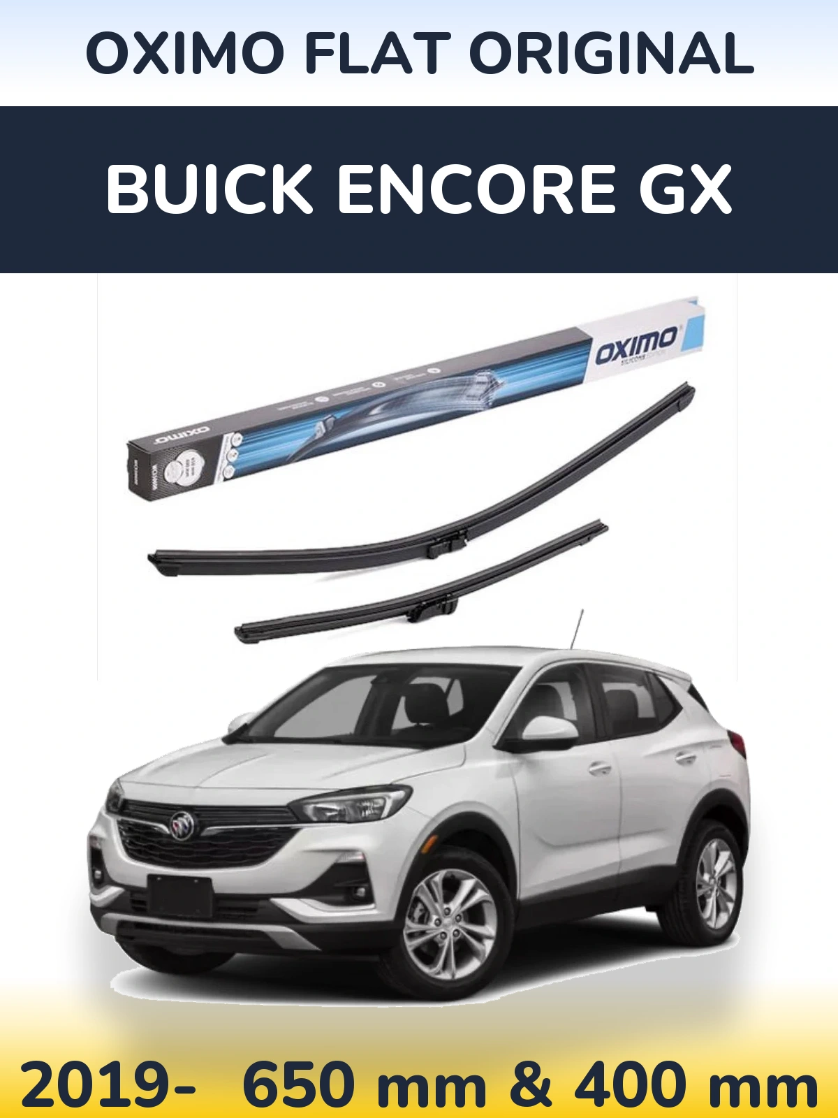 Комплект передніх щіток Oximo Flat Original 650 & 400 мм для Buick Encore GX 2019-2026