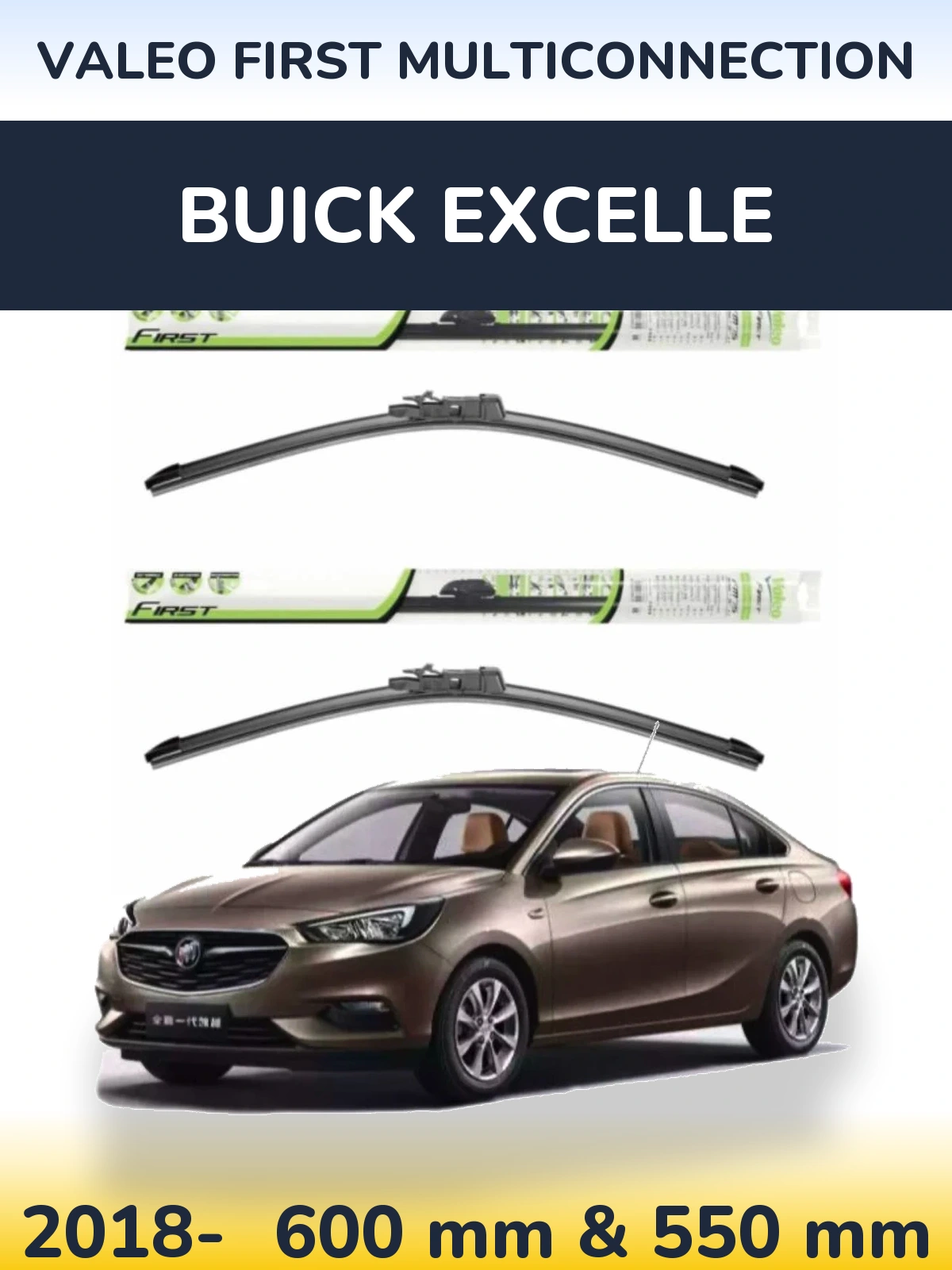 Sada předních stěračů Valeo First MultiConnection 600 a 550 mm pro Buick Excelle 2018-2026