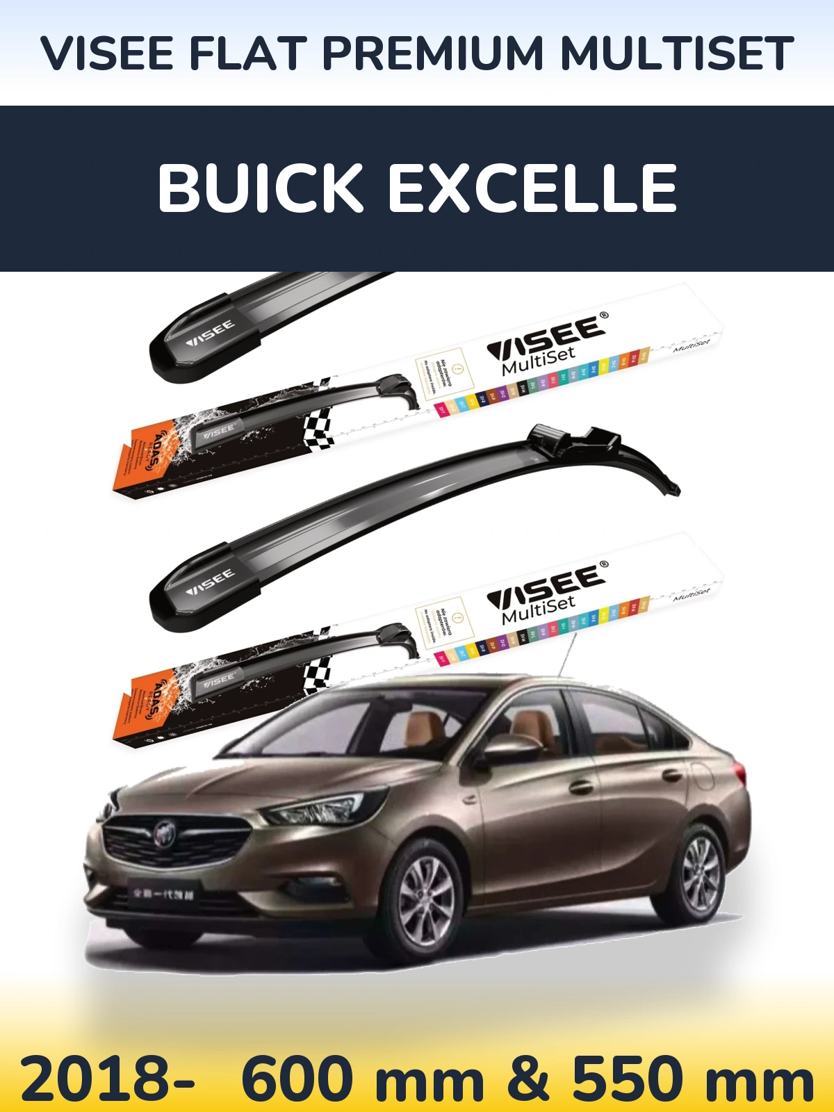 Sada předních stěračů VISEE FLAT PREMIUM MultiSet 600 a 550 mm pro Buick Excelle 2018-2026