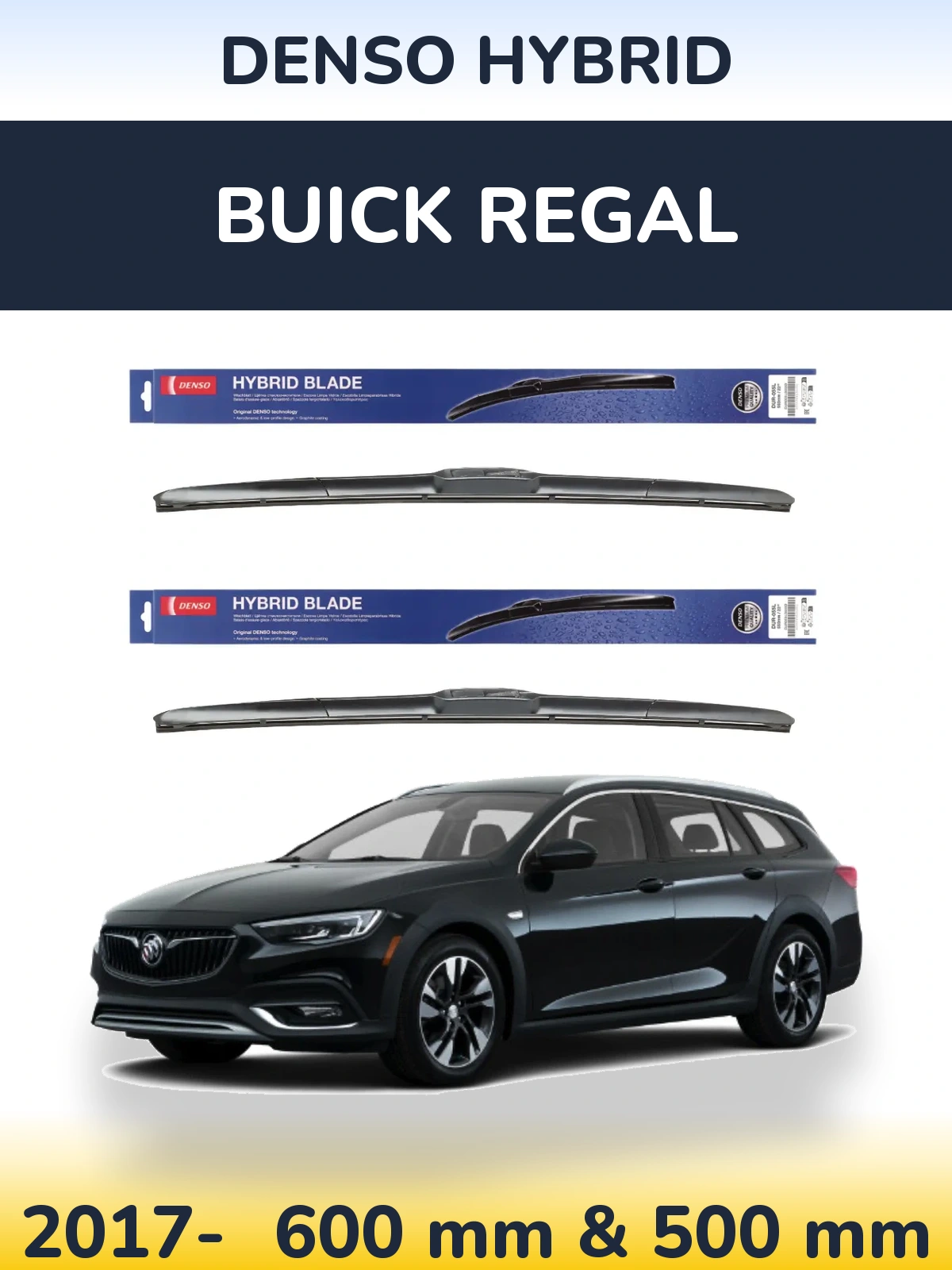 Sada předních stěračů Denso Hybrid 600 a 500 mm pro Buick Regal 2017-2026
