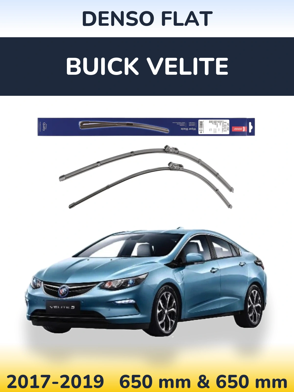 Sada předních stěračů Denso Flat 650 a 650 mm pro Buick Velite 2017-2019