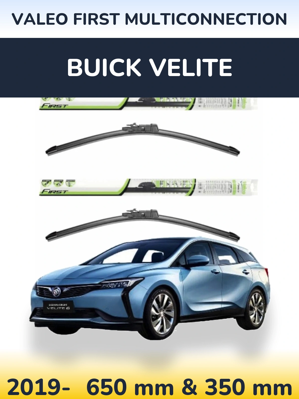 Sada předních stěračů Valeo First MultiConnection 650 a 350 mm pro Buick Velite 2019-2026