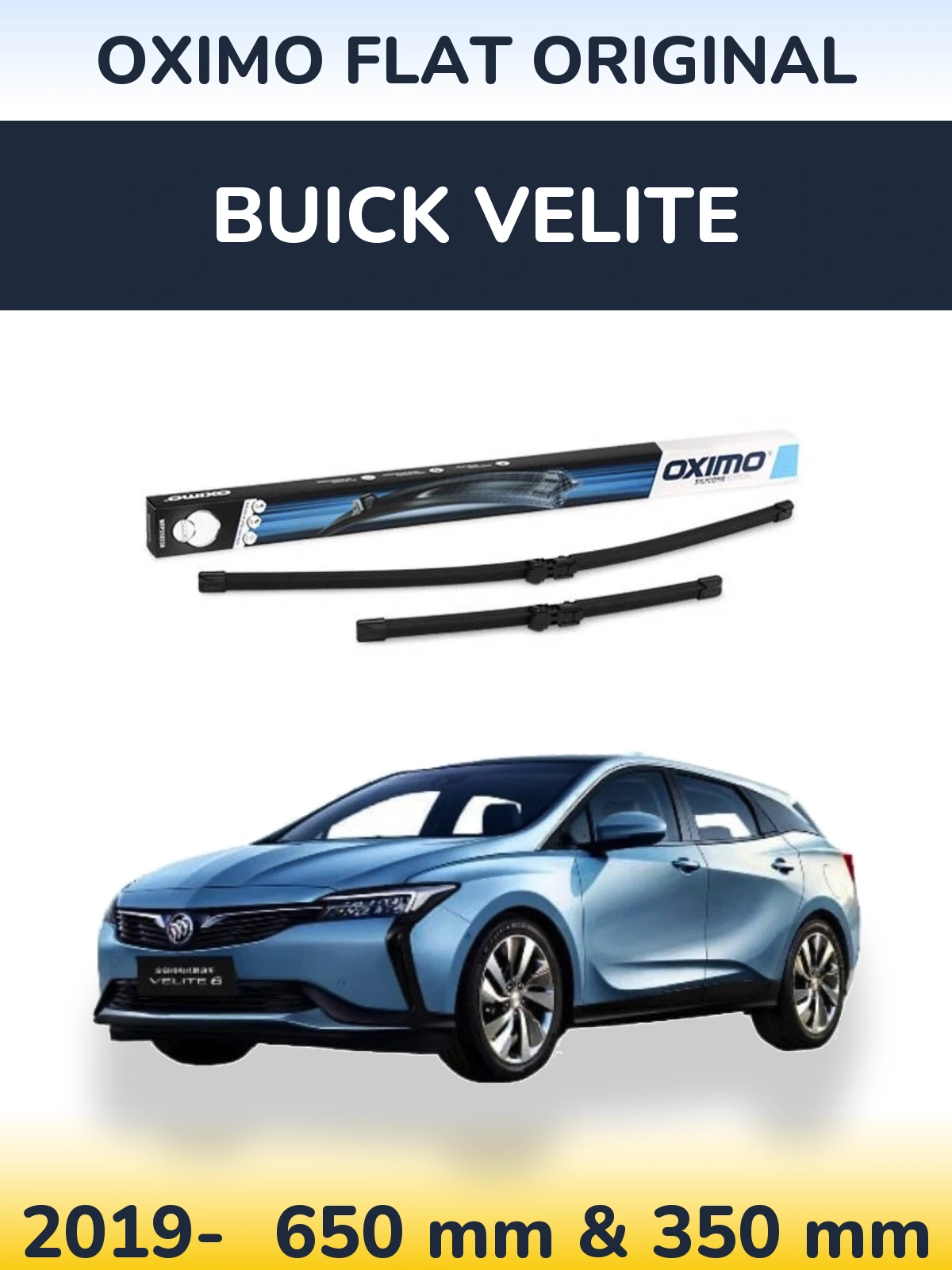 Sada předních stěračů Oximo Flat Original 650 a 350 mm pro Buick Velite 2019-2026