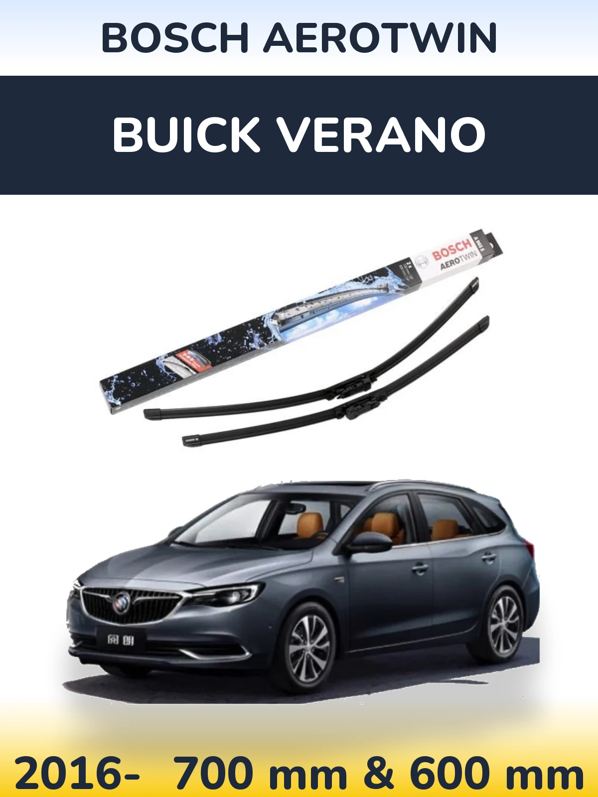 Sada předních stěračů BOSCH AeroTwin 700 a 600 mm pro Buick Verano 2016-2026