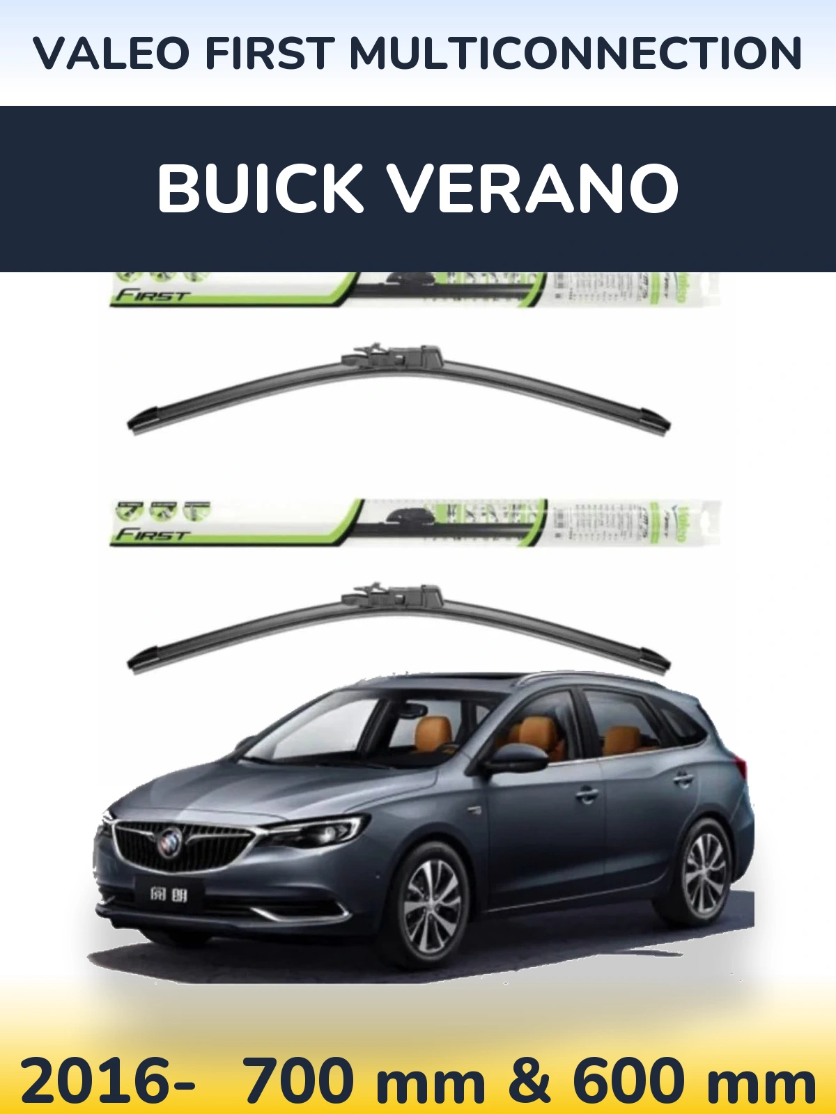 Sada předních stěračů Valeo First MultiConnection 700 a 600 mm pro Buick Verano 2016-2026