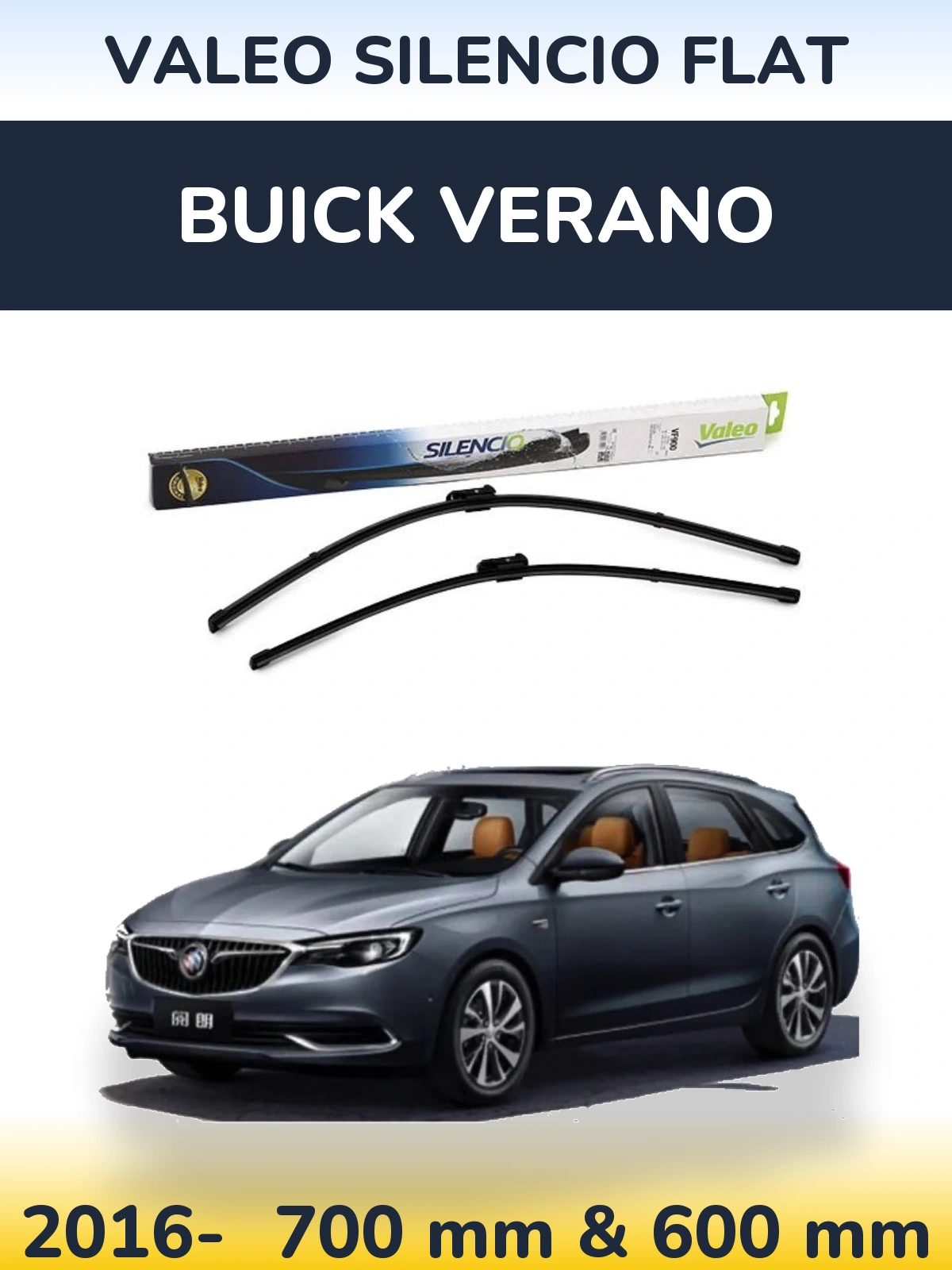 Sada předních stěračů Valeo Silencio Flat 700 a 600 mm pro Buick Verano 2016-2026