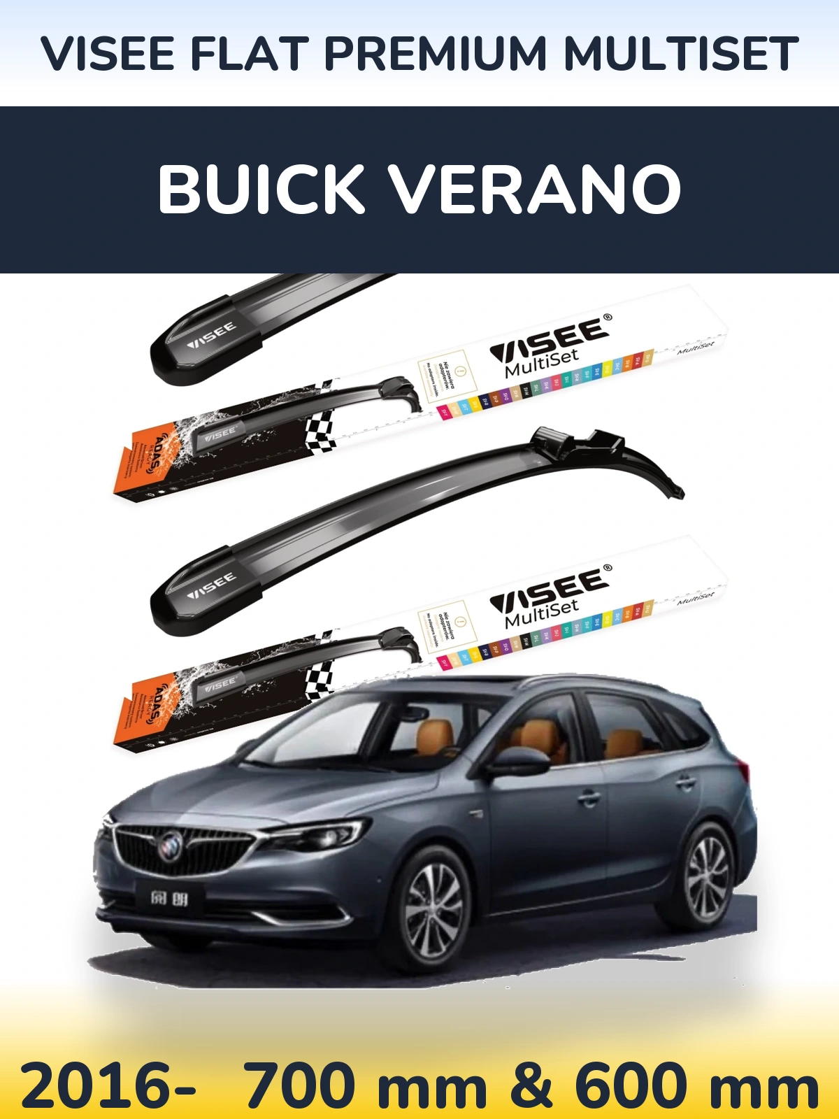 Sada předních stěračů VISEE FLAT PREMIUM MultiSet 700 a 600 mm pro Buick Verano 2016-2026