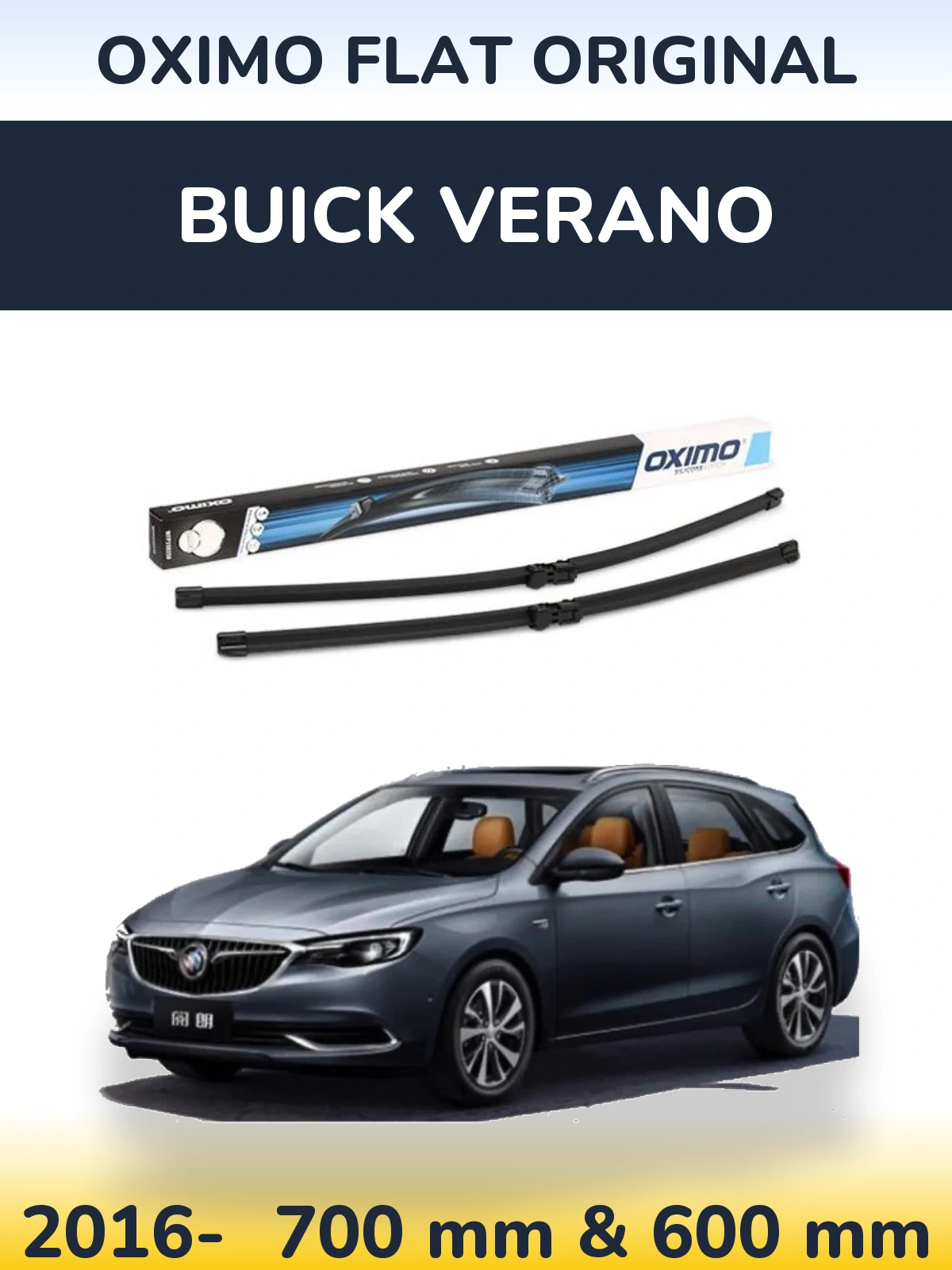 Комплект передніх щіток Oximo Flat Original 700 & 600 мм для Buick Verano 2016-2026