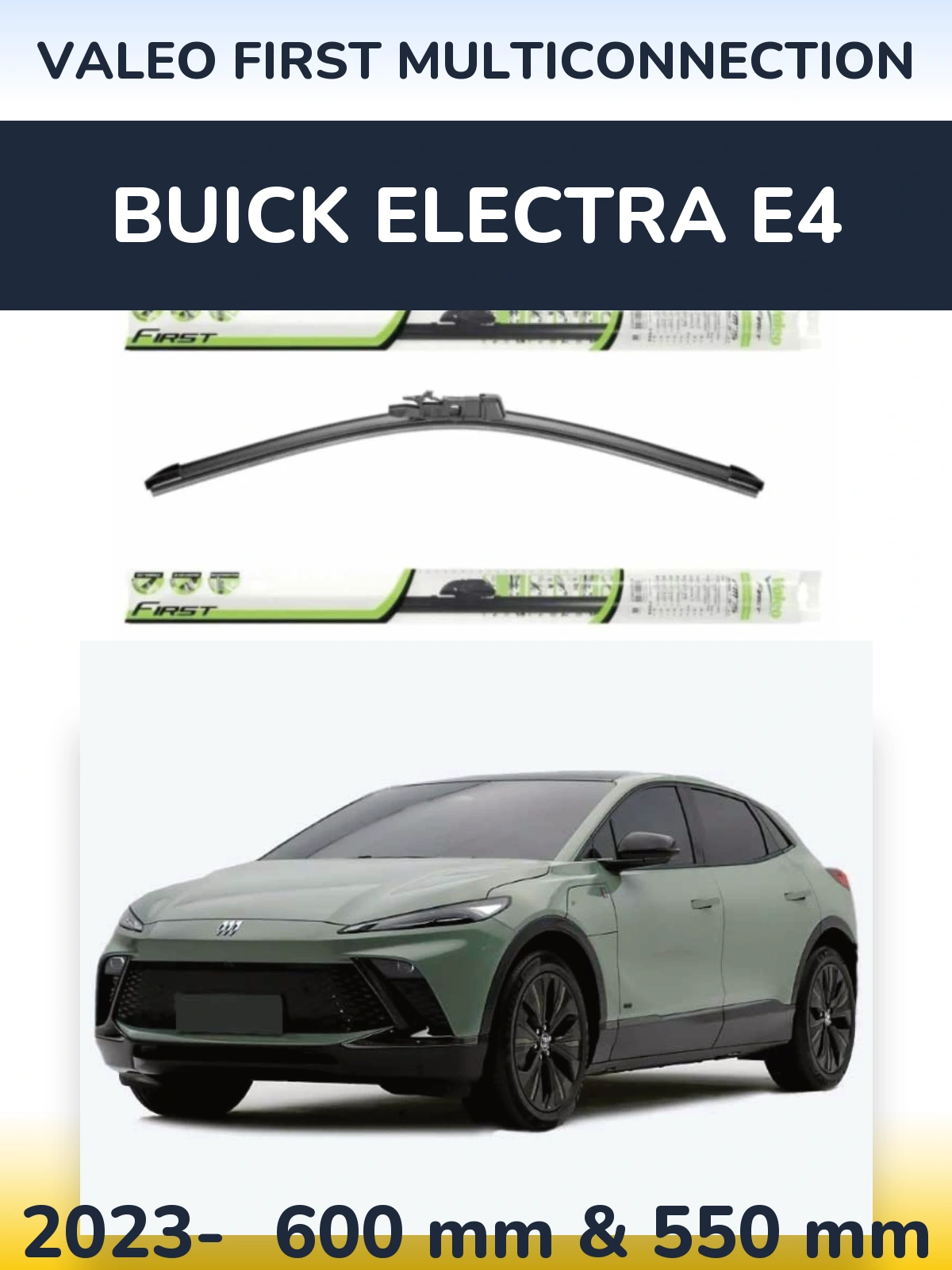 Sada předních stěračů Valeo First MultiConnection 600 a 550 mm pro Buick Electra E4 2023-2026