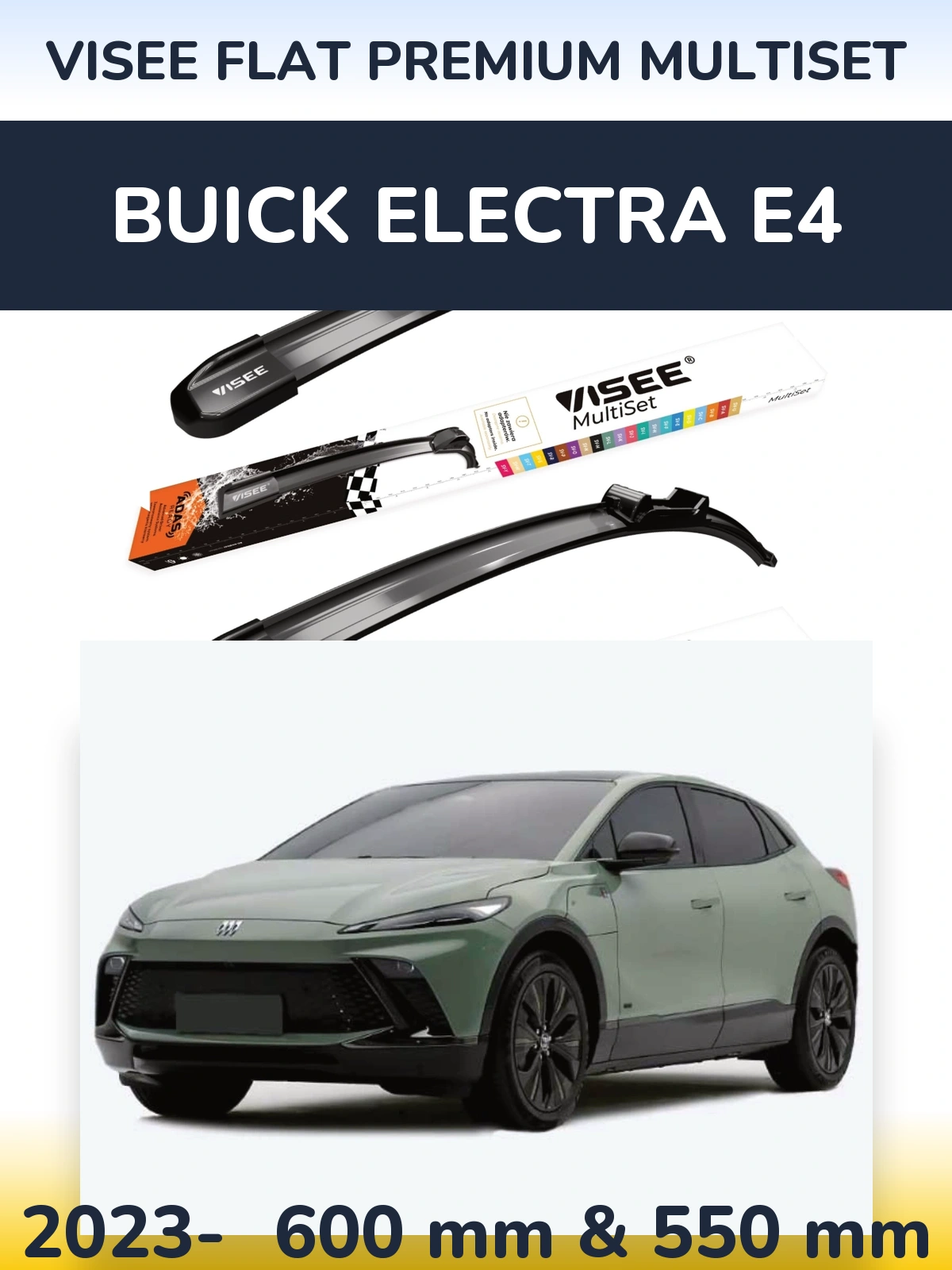 Sada předních stěračů VISEE FLAT PREMIUM MultiSet 600 a 550 mm pro Buick Electra E4 2023-2026