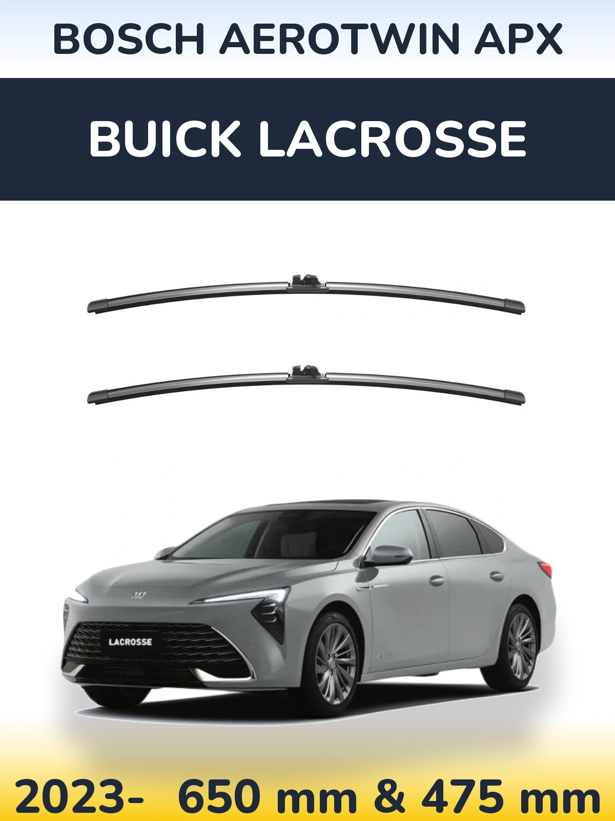 Sada předních stěračů BOSCH AeroTwin APX 650 a 475 mm pro Buick LaCrosse 2023-2026