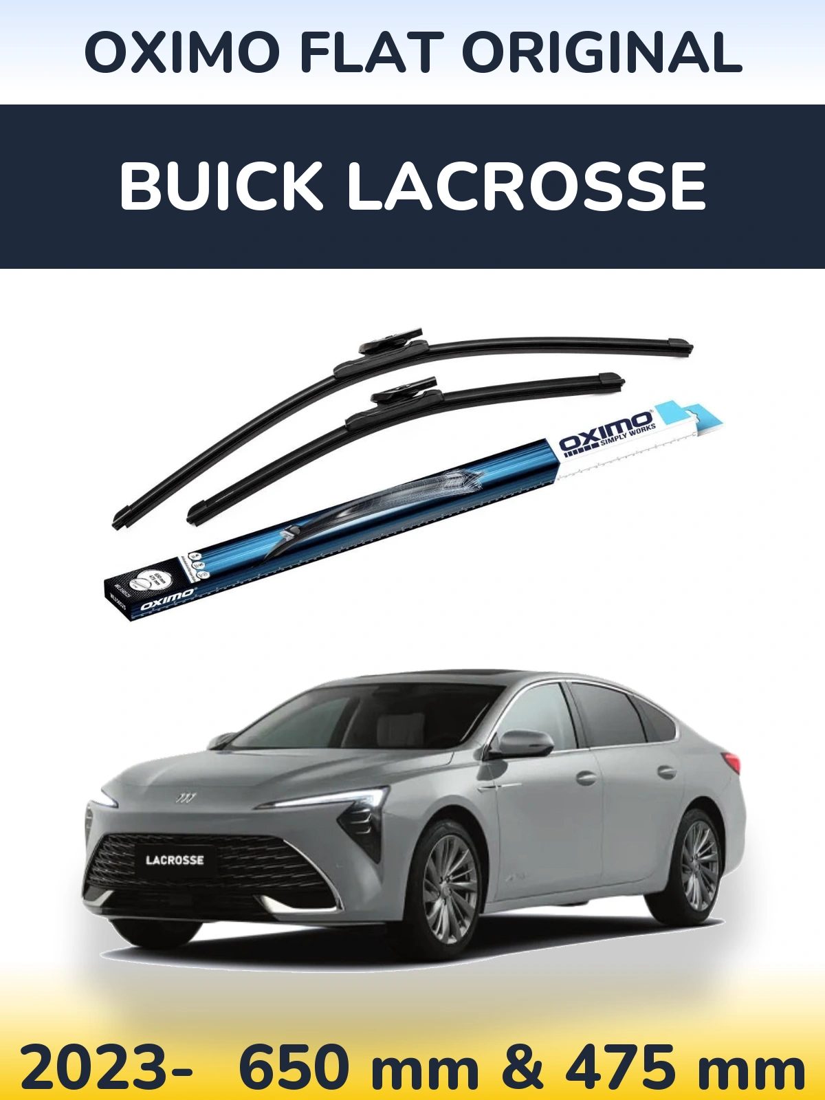 Sada předních stěračů Oximo Flat Original 650 a 475 mm pro Buick LaCrosse 2023-2026