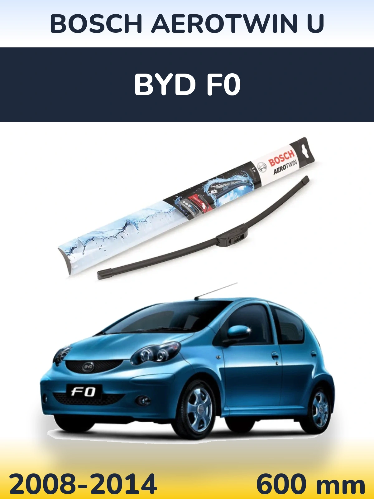 Přední stěrač BOSCH AeroTwin U 600 mm pro BYD F0 2008-2014