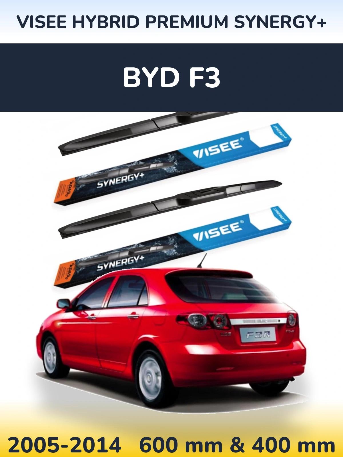 Sada předních stěračů VISEE HYBRID PREMIUM SYNERGY+ 600 a 400 mm pro BYD F3 2005-2014
