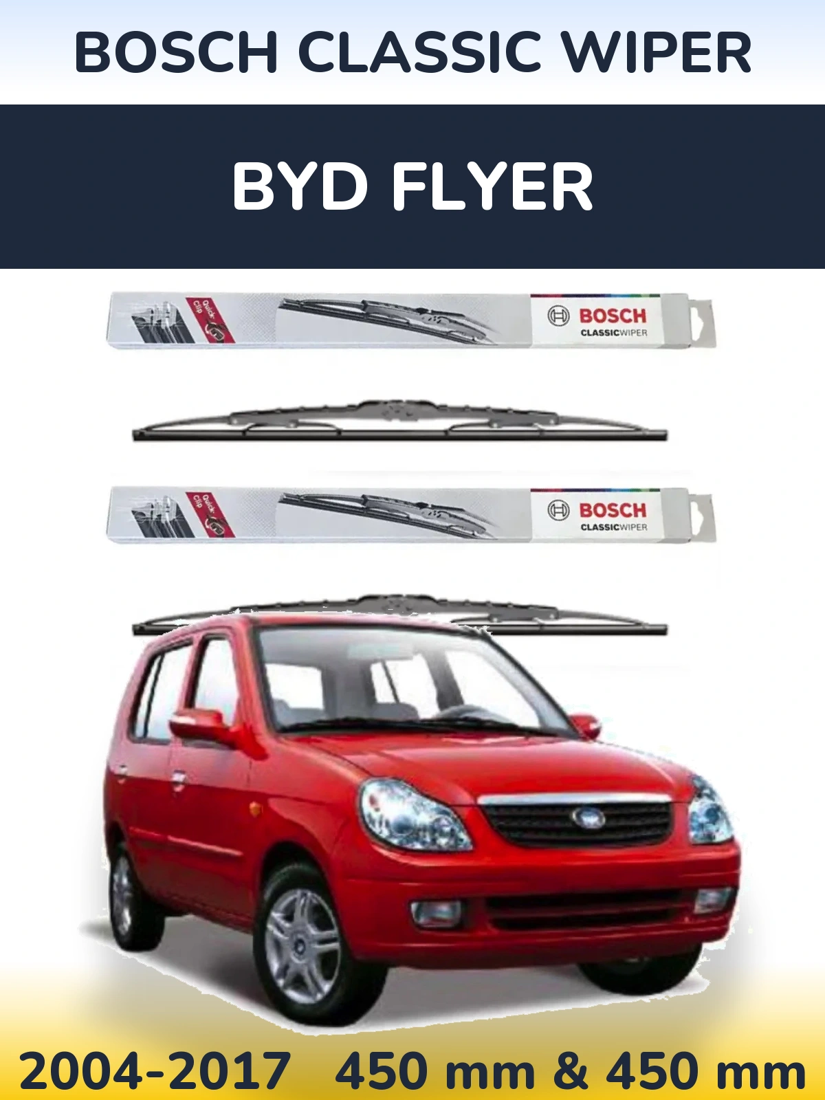 Sada předních stěračů BOSCH Classic Wiper 450 a 450 mm pro BYD Flyer 2004-2017