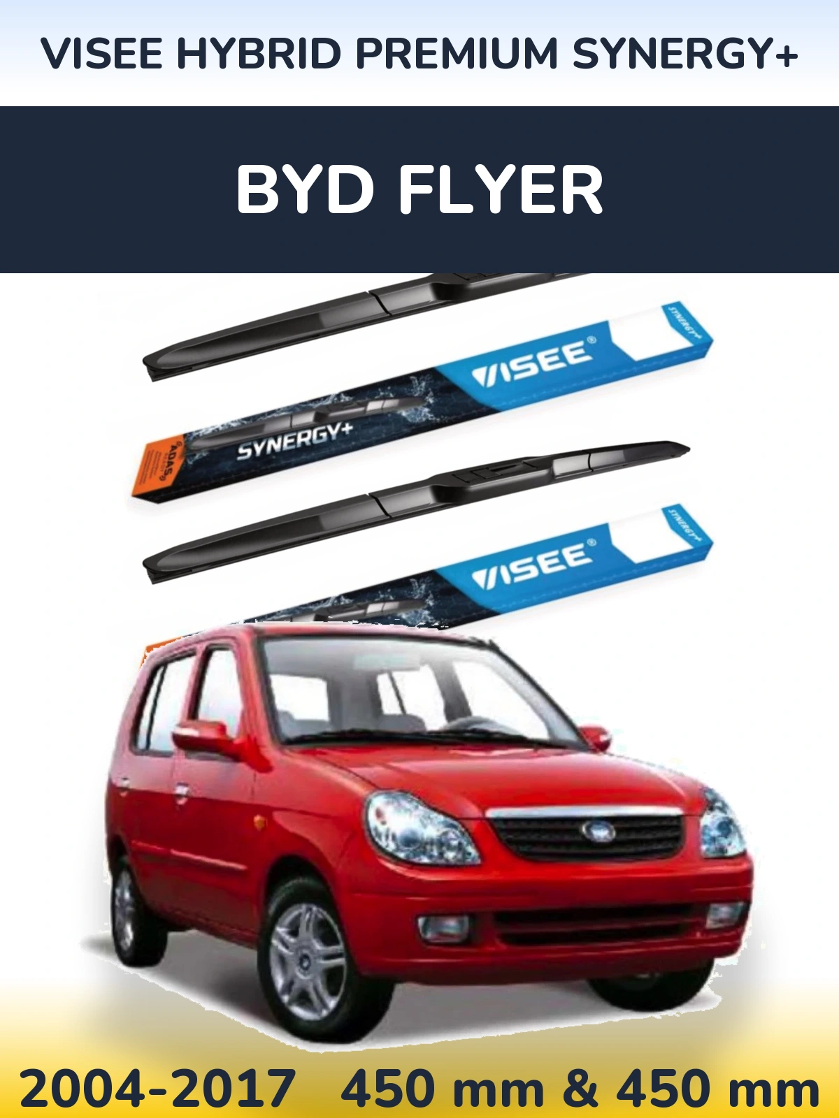 Sada předních stěračů VISEE HYBRID PREMIUM SYNERGY+ 450 a 450 mm pro BYD Flyer 2004-2017