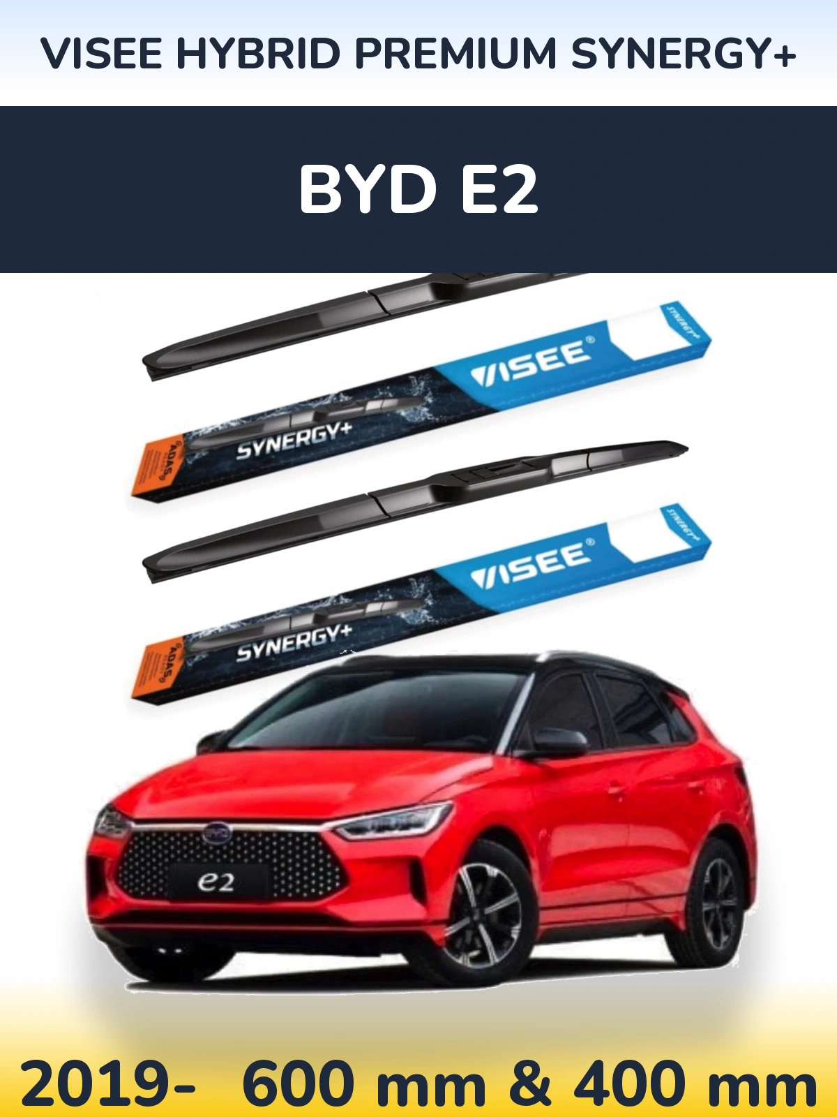 Sada předních stěračů VISEE HYBRID PREMIUM SYNERGY+ 600 a 400 mm pro BYD E2 2019-2026