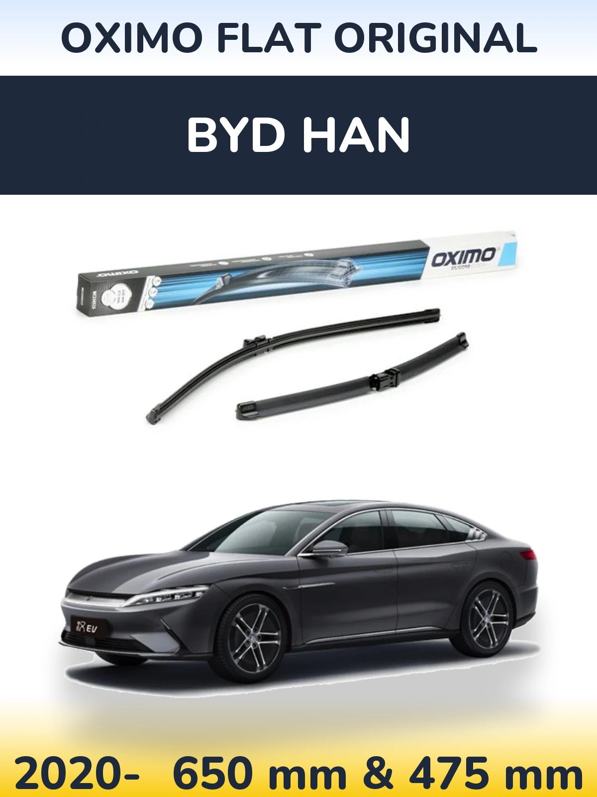 Sada předních stěračů Oximo Flat Original 650 a 475 mm pro BYD Han 2020-2026