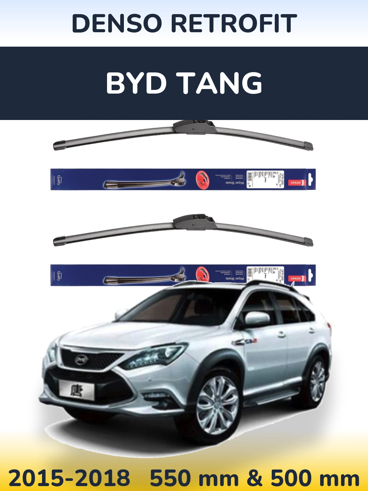 Sada předních stěračů Denso Retrofit 550 a 500 mm pro BYD Tang 2015-2018